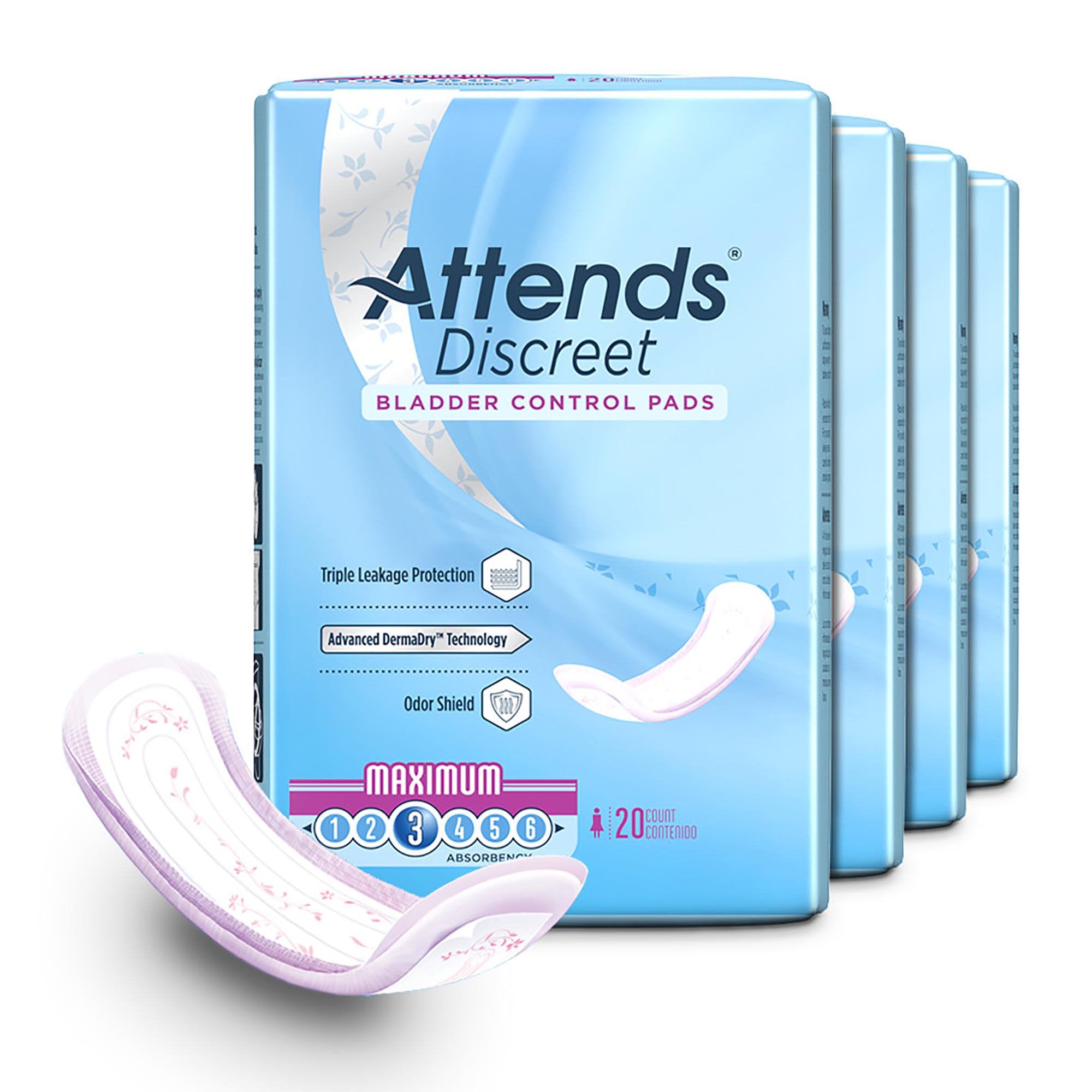 Attends® Discreet Women's Maximum Bladder Control Pad, 13-Inch Length (20 Units)