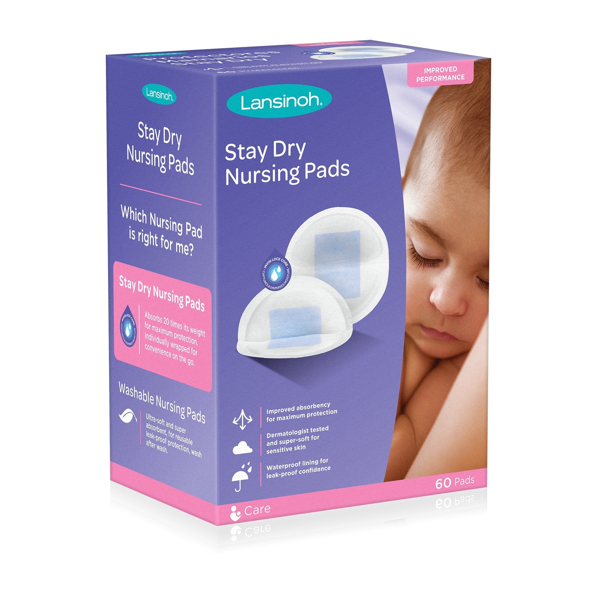 Nursing Pad Lansinoh® Stay Dry One Size Fits Most Disposable (60 Units)