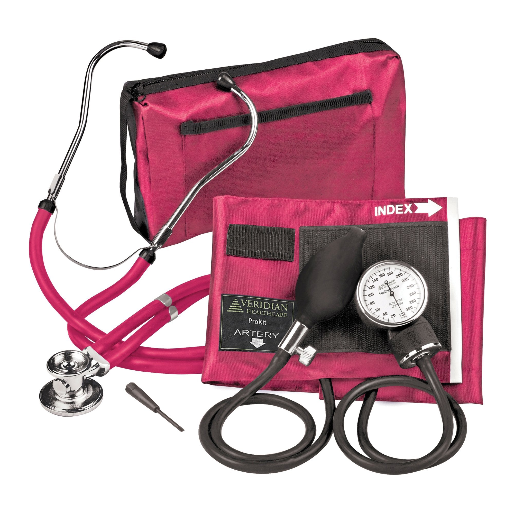 Sterling Series ProKit™ Aneroid Sphygmomanometer with Stethoscope, Magenta (20 Units)