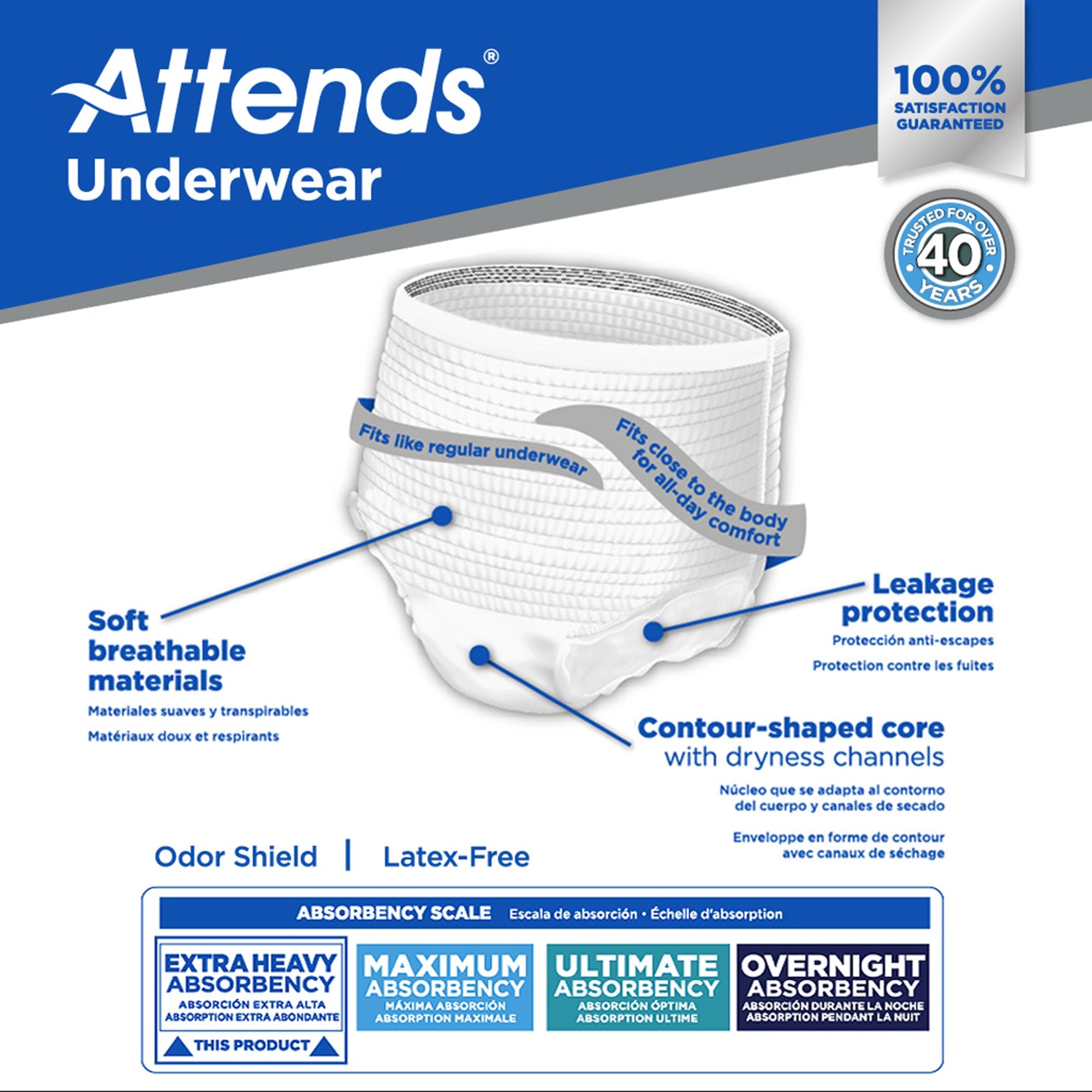 Attends® Care Moderate Absorbent Underwear, Extra Large (56 Units)