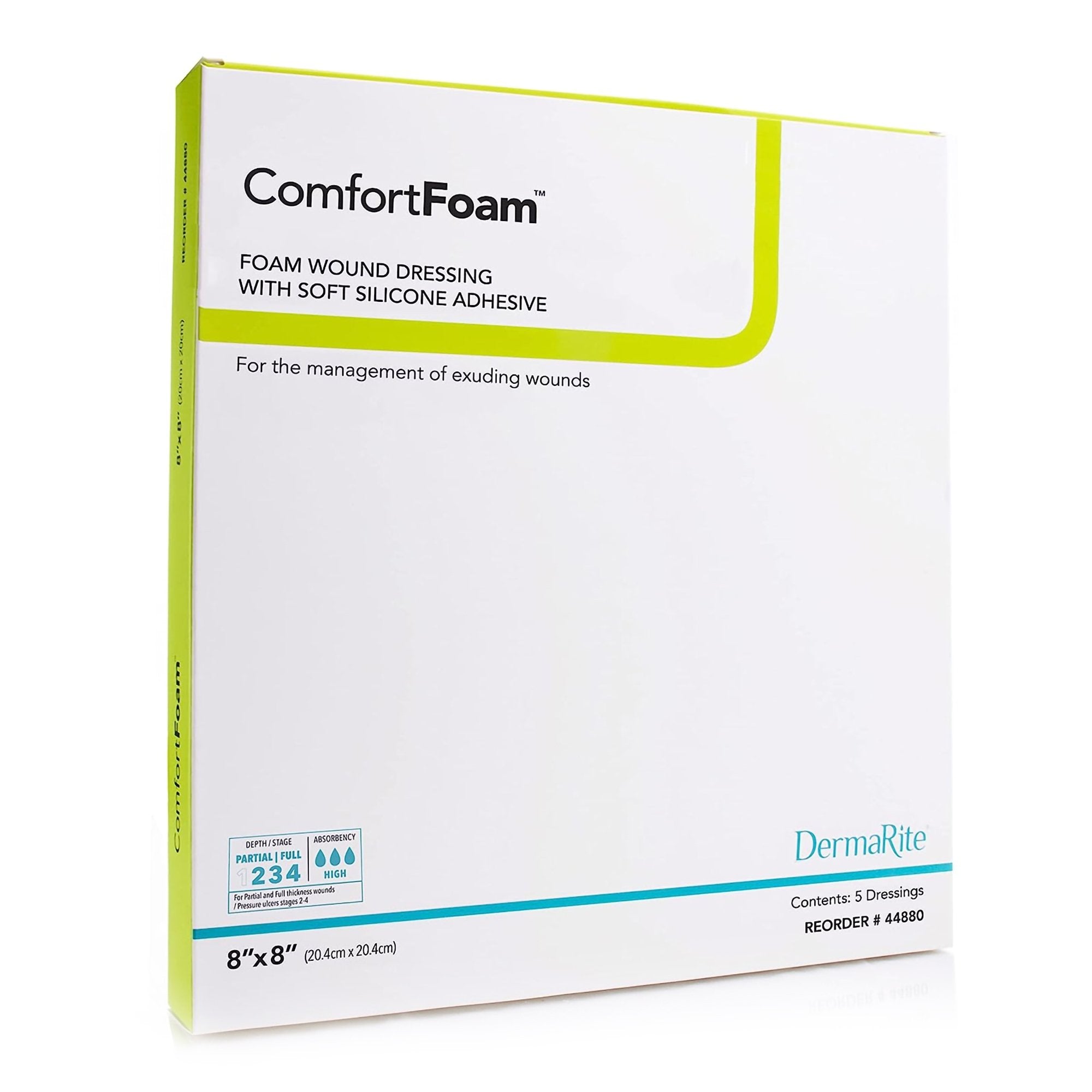 ComfortFoam™ Silicone Adhesive without Border Silicone Foam Dressing, 8 x 8 Inch (5 Units)