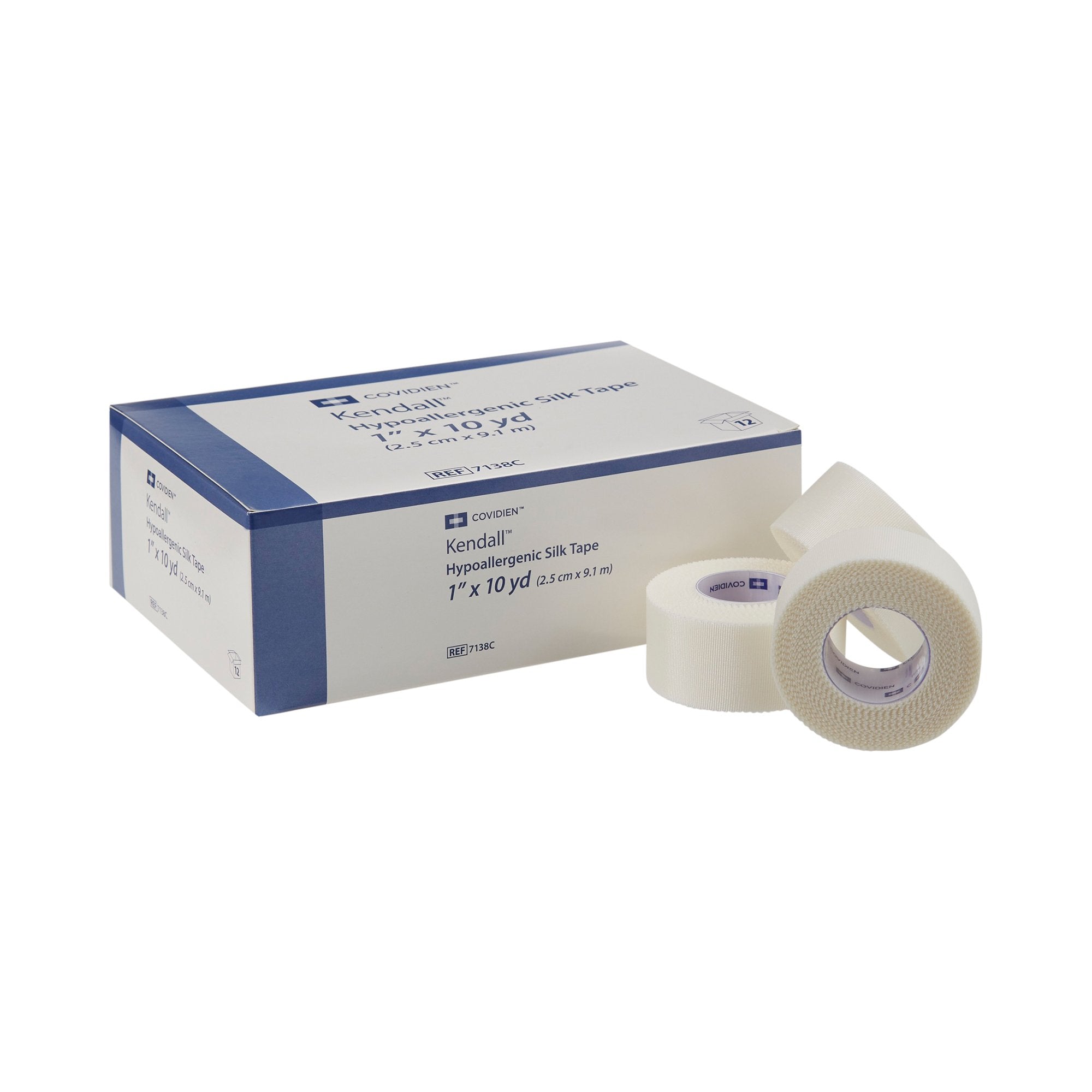 Kendall™ Hypoallergenic Silk-Like Cloth Medical Tape, 1 Inch x 10 Yard, White (120 Units)