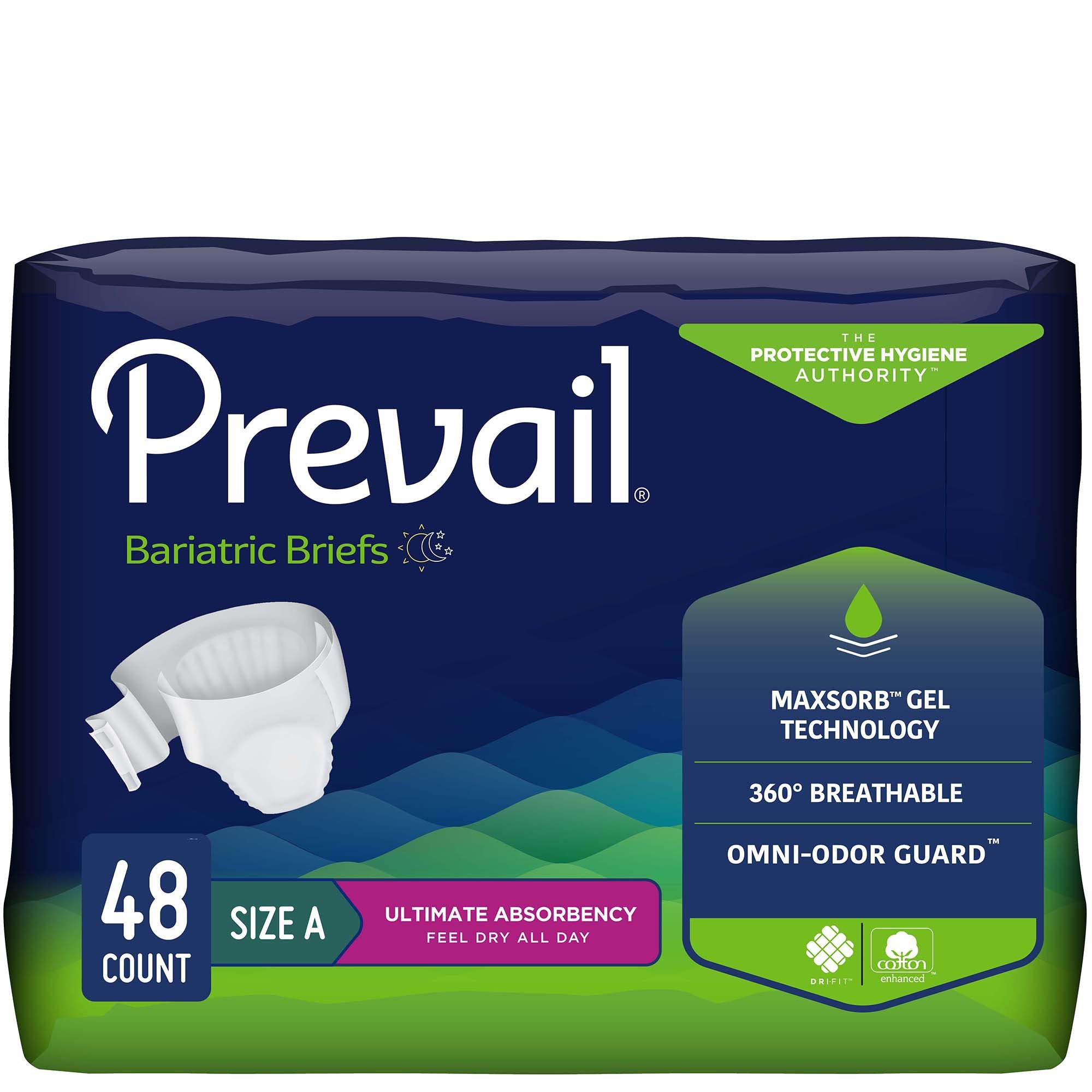 Prevail® Bariatric Ultimate Absorbency Incontinence Briefs, Size A