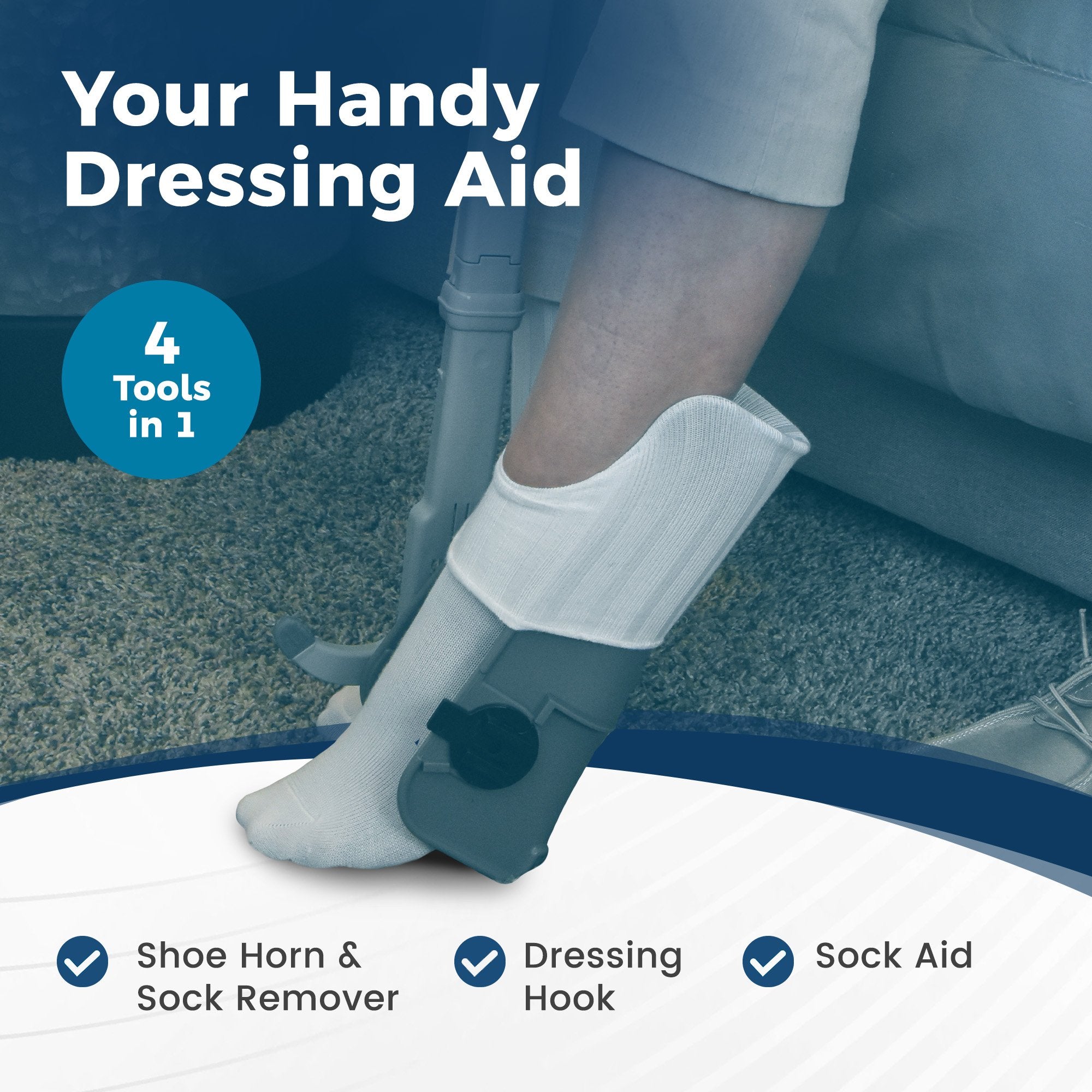 Reach Right Dressing Hip Kit with Shoe Horn, Sock Aid, Dressing Hook (8 Units)