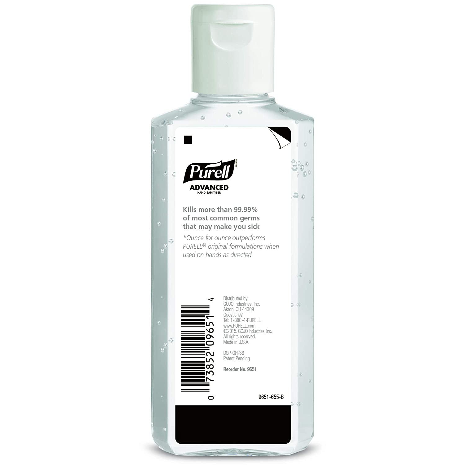 Purell Advanced Hand Sanitizer 70% Ethyl Alcohol Gel, Bottle, 4 oz, Fruit Scent (24 Units)