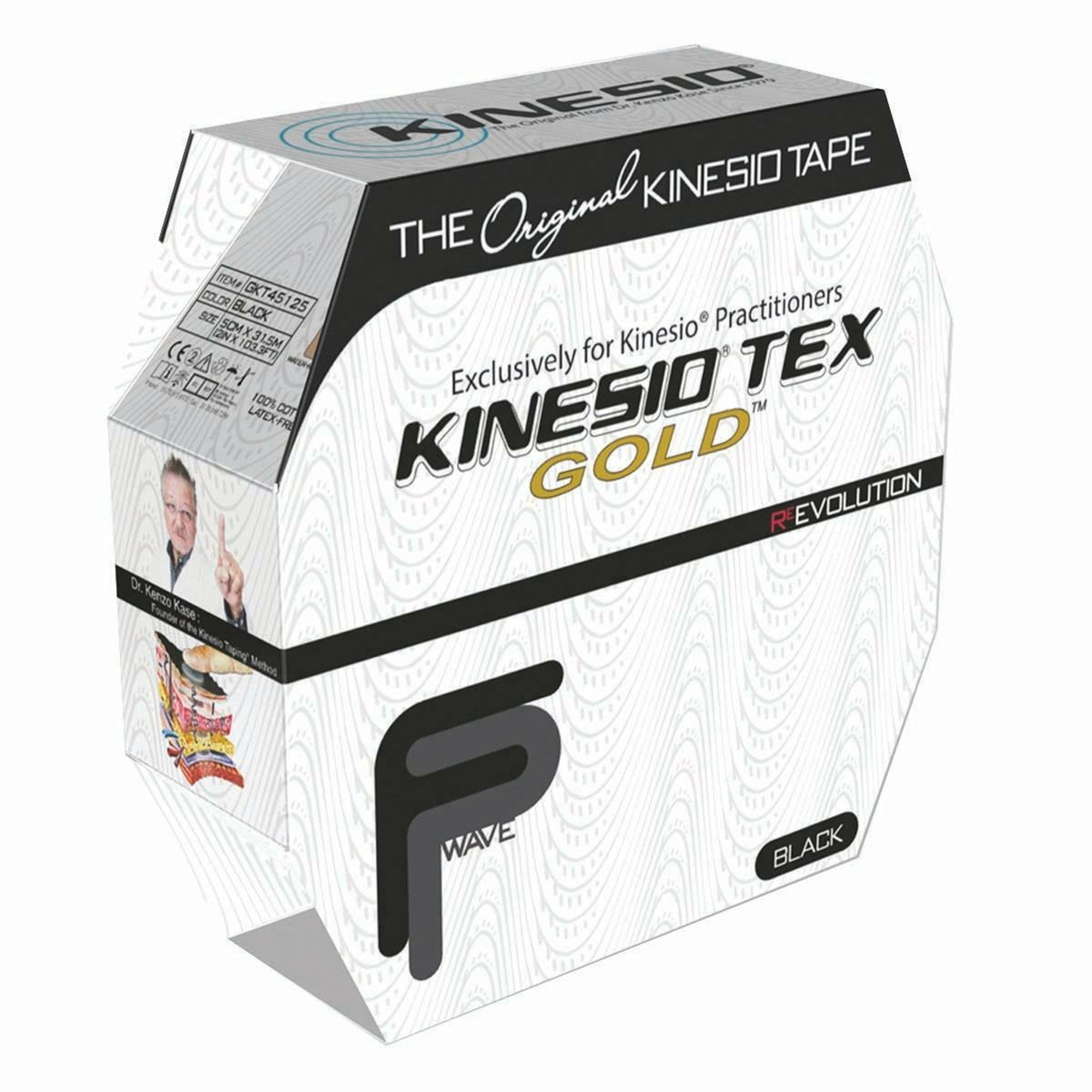 Kinesio® Tex Gold™ Cotton Kinesiology Tape, 2 Inch x 34 Yard, Black (1 Unit)