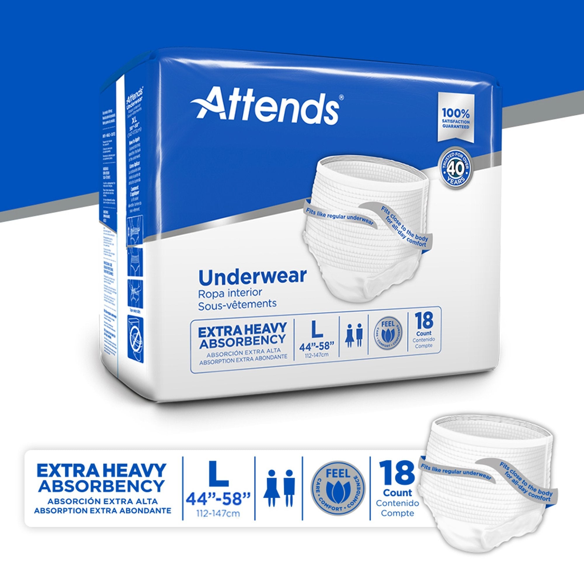 Attends® Care Heavy Absorbent Underwear, Regular (18 Units)