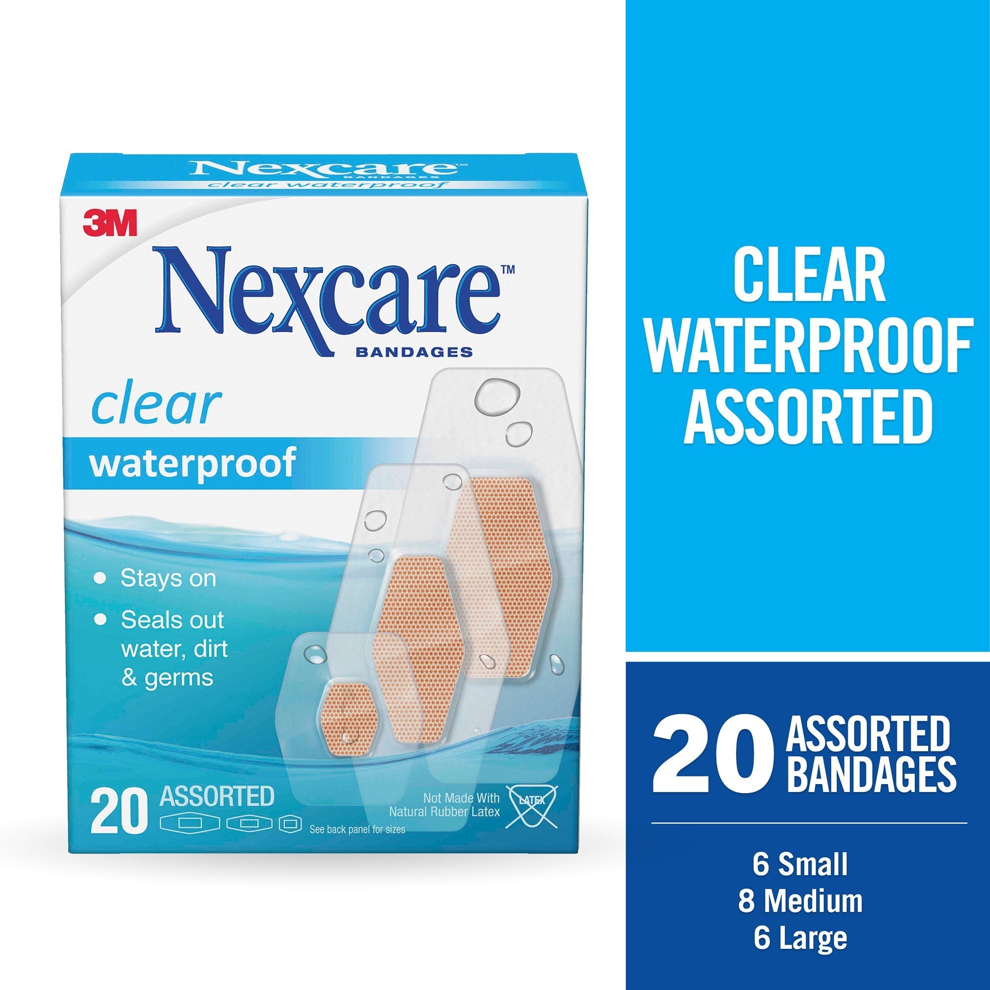 3M™ Nexcare™ Waterproof Adhesive Strip, Assorted Sizes (20 Units)