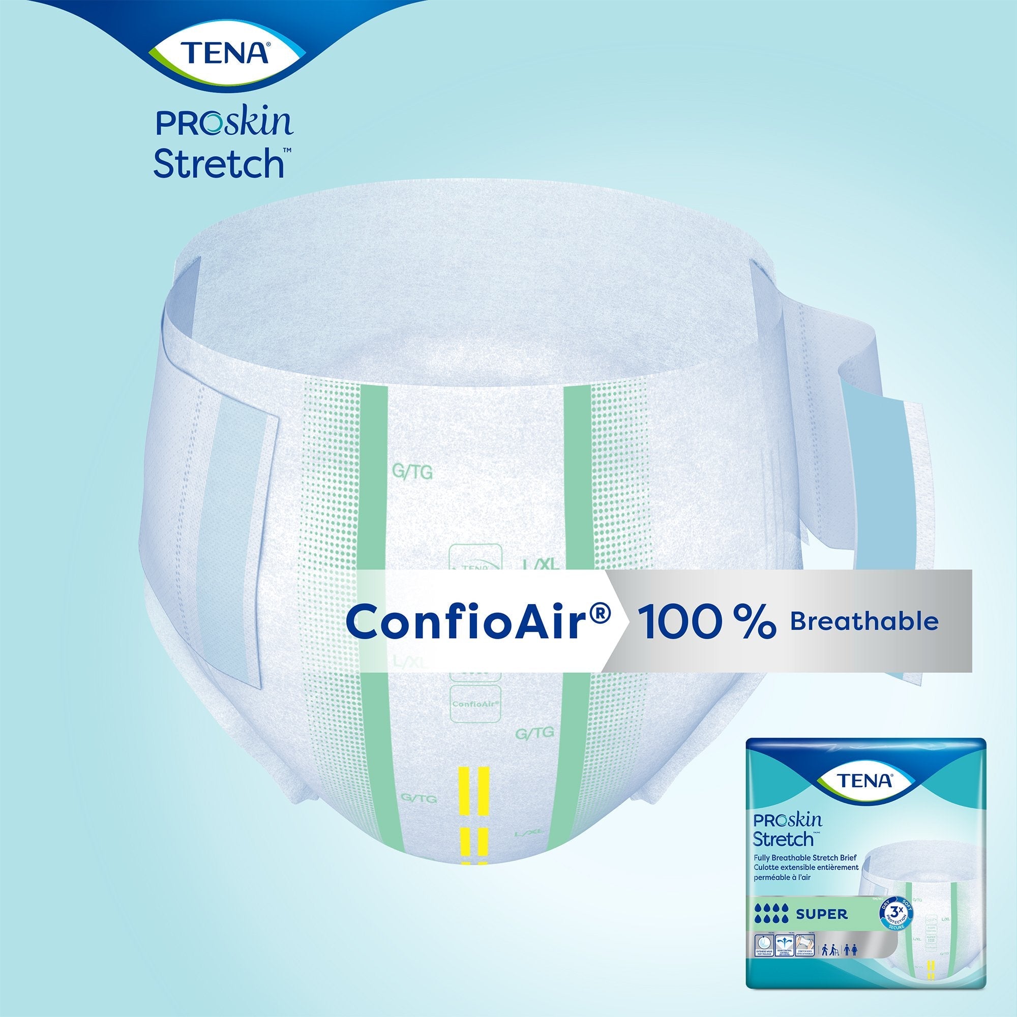 Tena ProSkin Stretch Super Medium Incontinence Briefs, Breathable & Odor Control