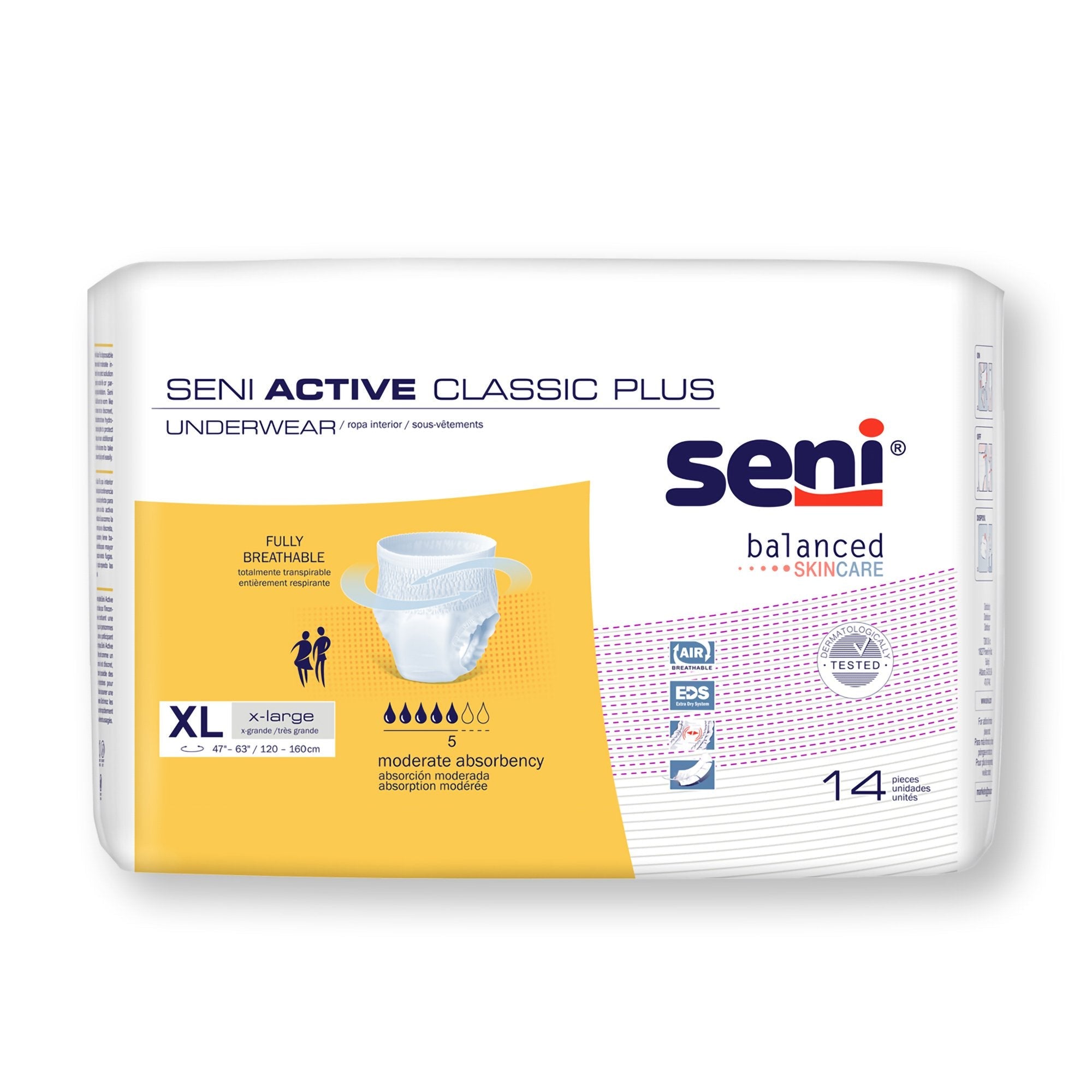 Seni® Active Classic Plus Moderate Absorbent Underwear, Extra Large (56 Units)