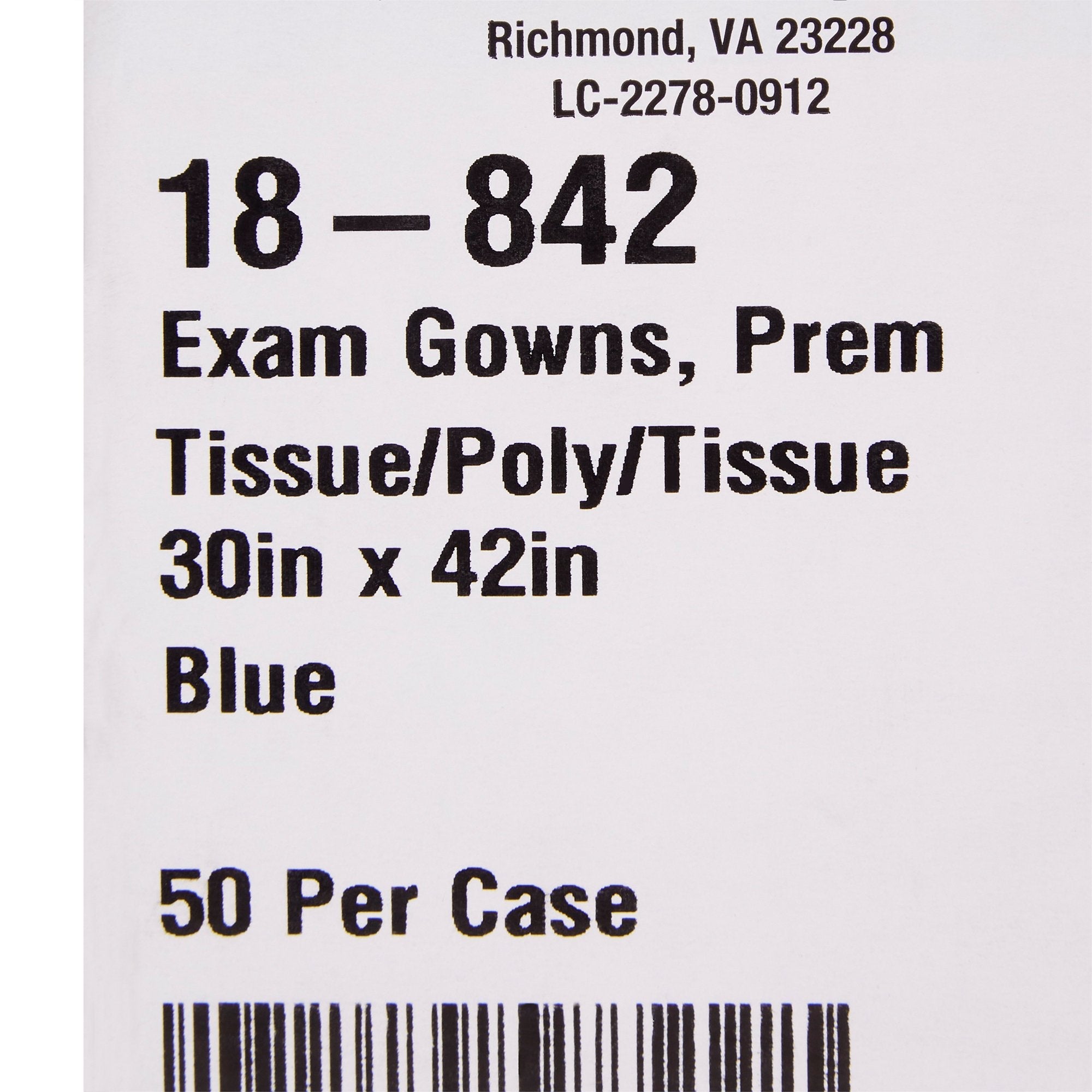 Medi-Pak™ Performance Blue Exam Gown, Large (50 Units)