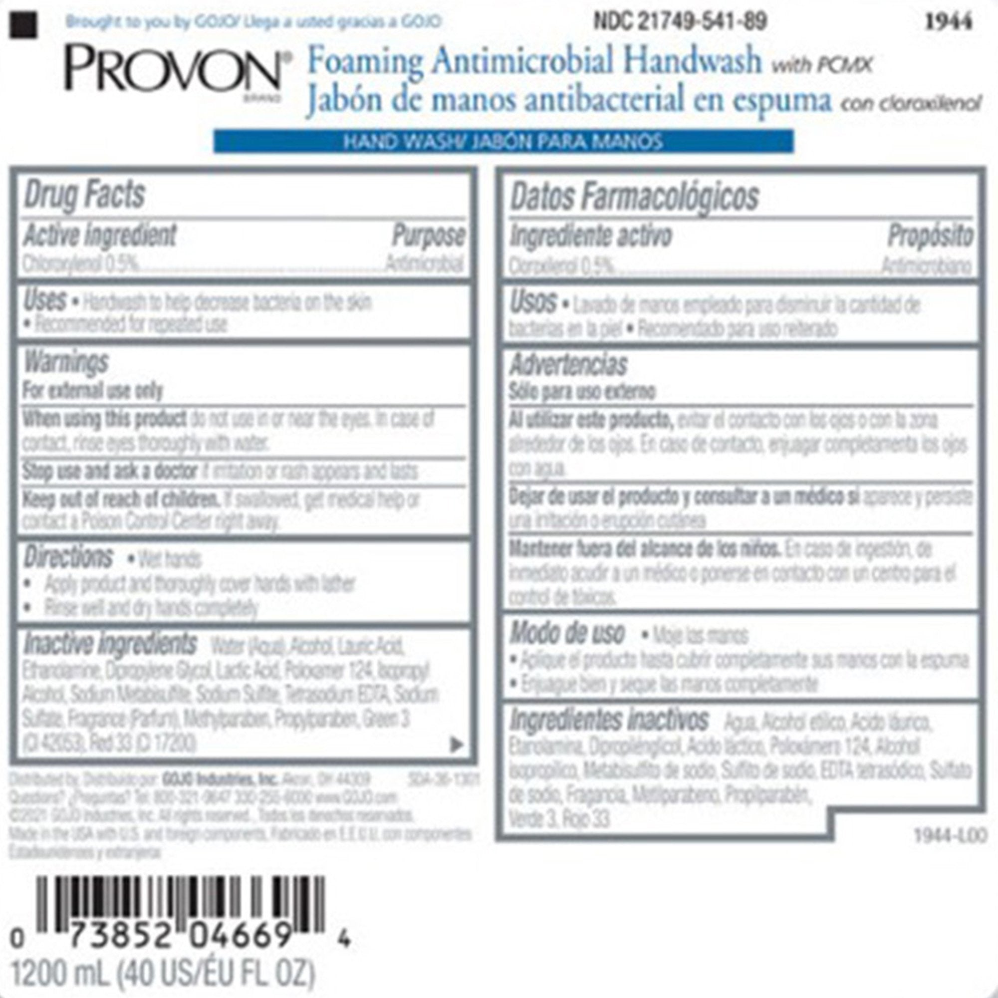 Provon® Foaming Antimicrobial Soap Refill Bottle, 1200 mL (2 Units)