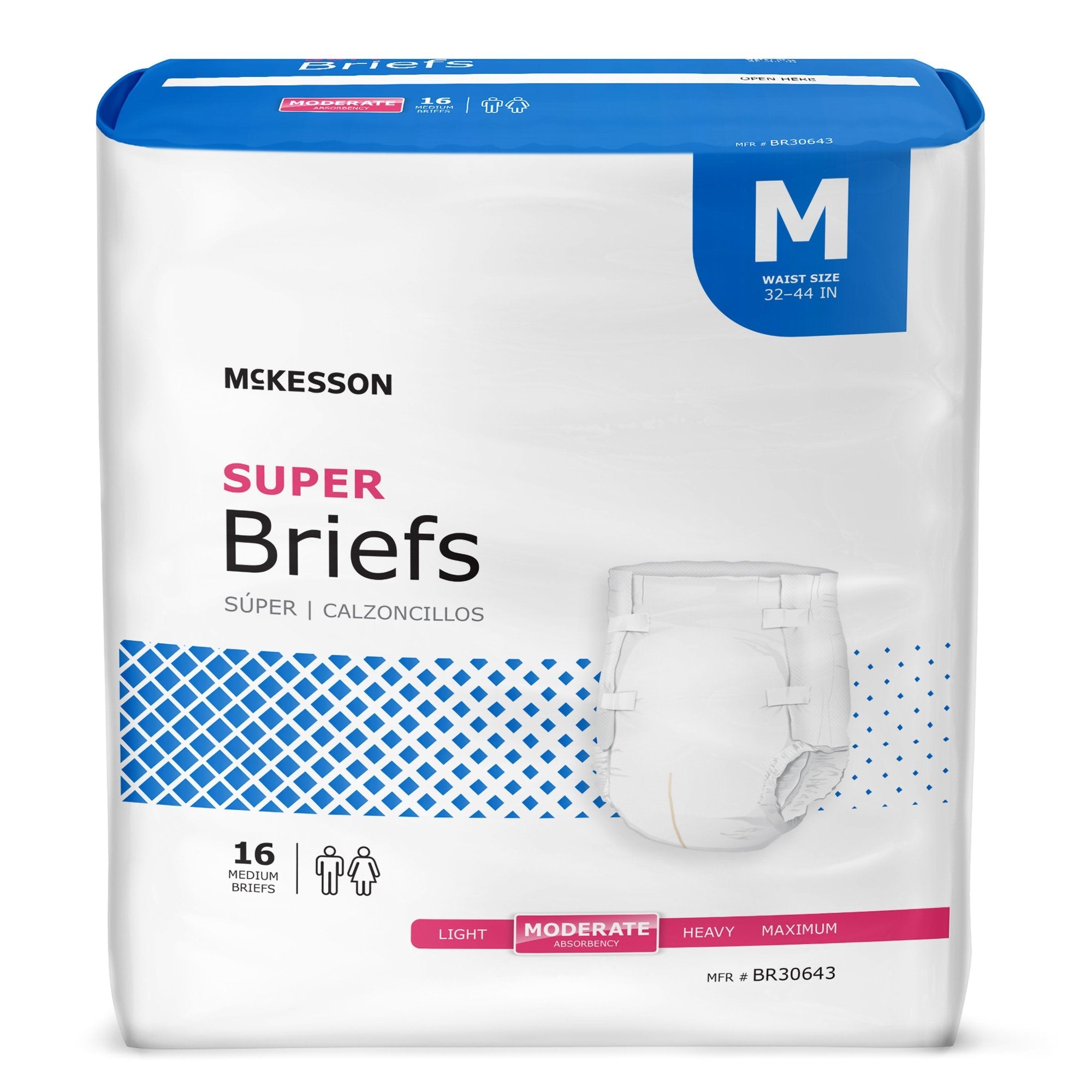 McKesson Super Moderate Absorbency Incontinence Brief, Medium (16 Units)