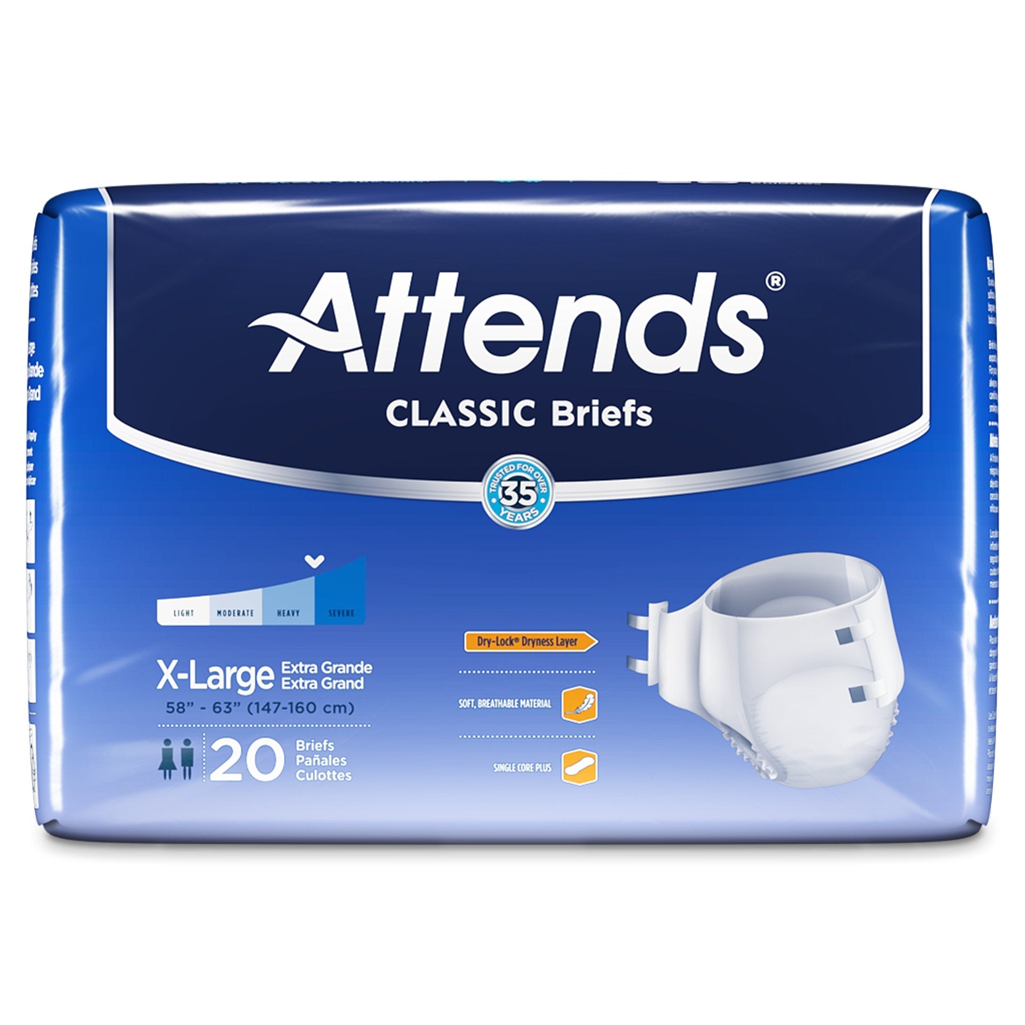 Attends® Classic Adult Heavy-Absorbent Incontinence Brief, X-Large, White (1 Unit)