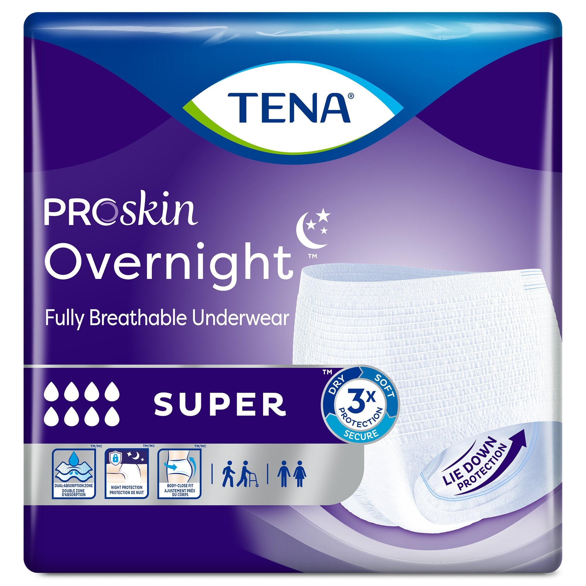 Tena ProSkin Overnight Super Absorbent Underwear, Large - 56 Pack