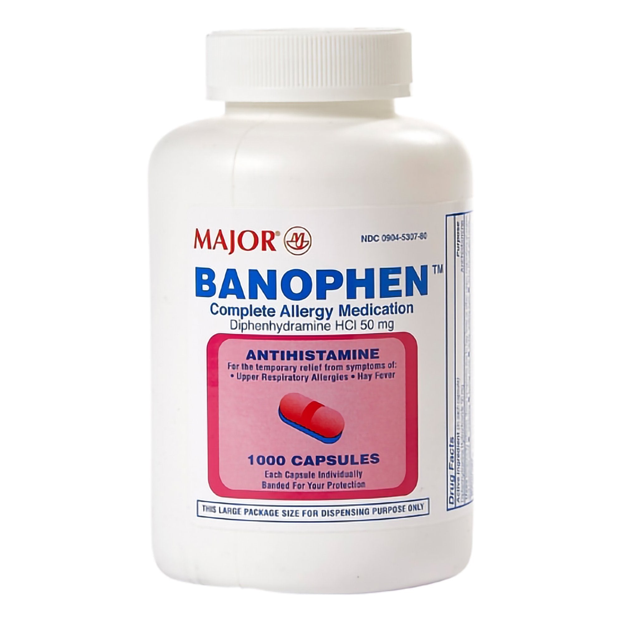 Allergy Relief Banophen® 50 mg Strength Capsule 1,000 per Bottle (1 Unit)