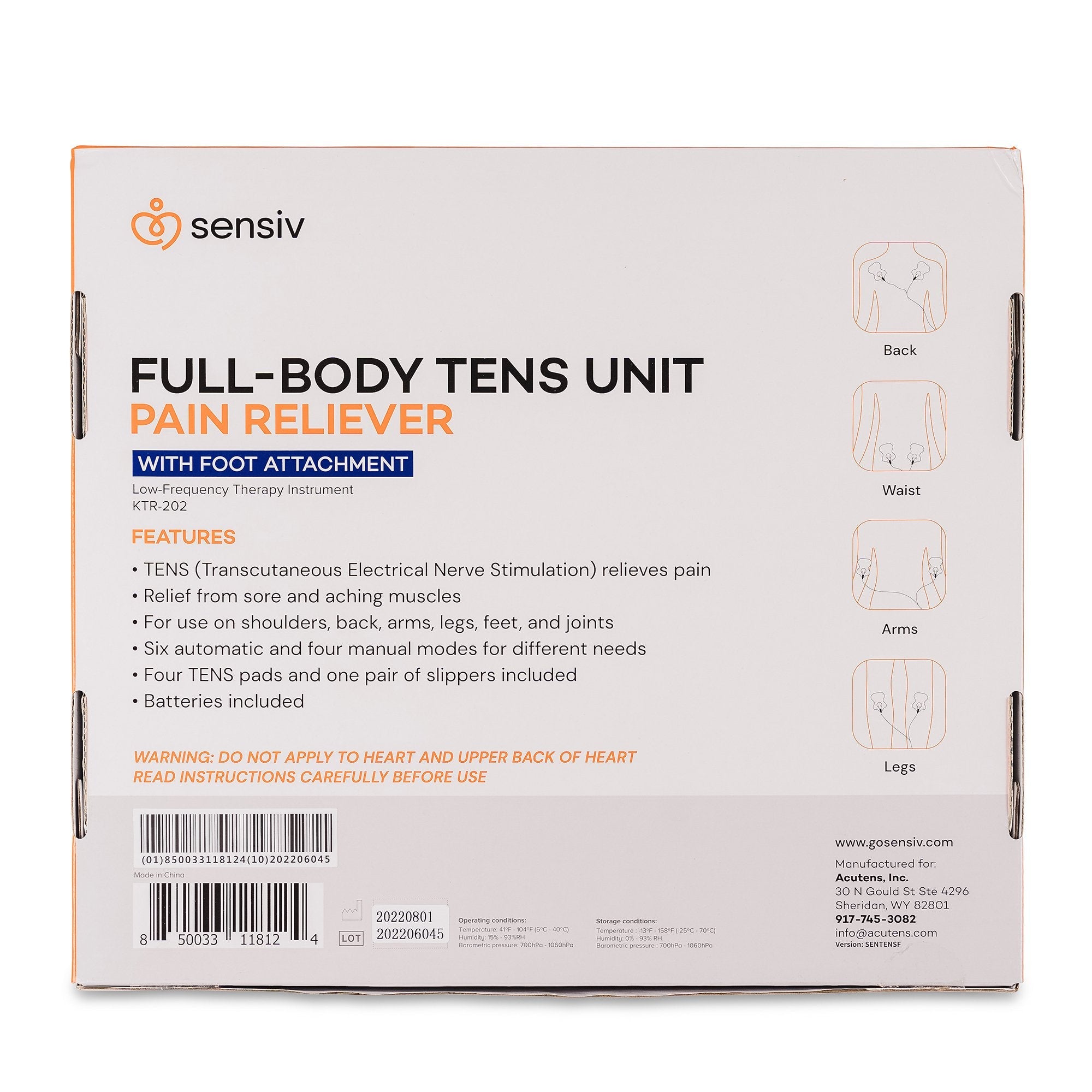 Sensiv Full-Body TENS Pain Relief Therapy with Foot Attachment (1 Unit)