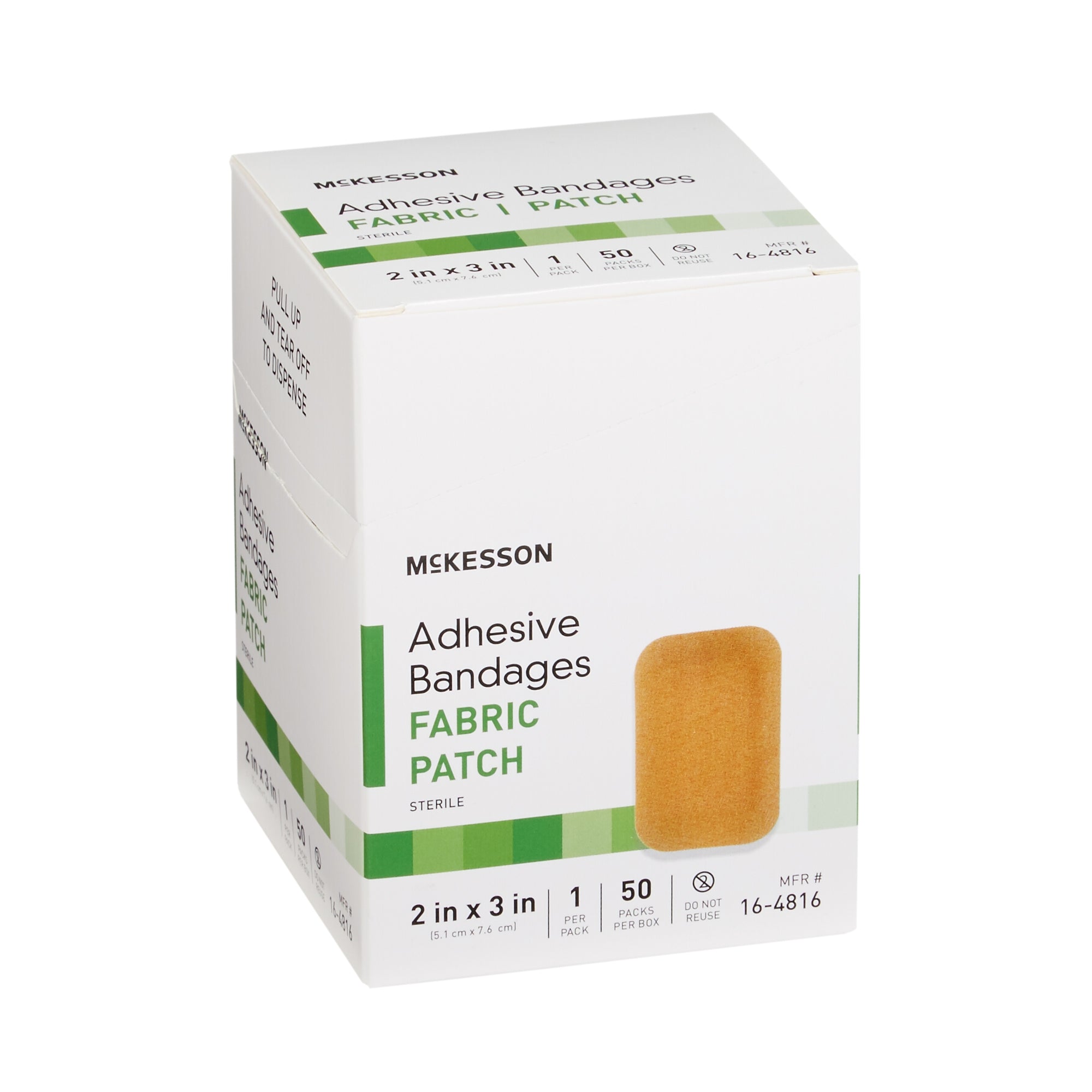 McKesson Tan Fabric Adhesive Strips, 2x3 Inch - Sterile Bandages (50 Pack)