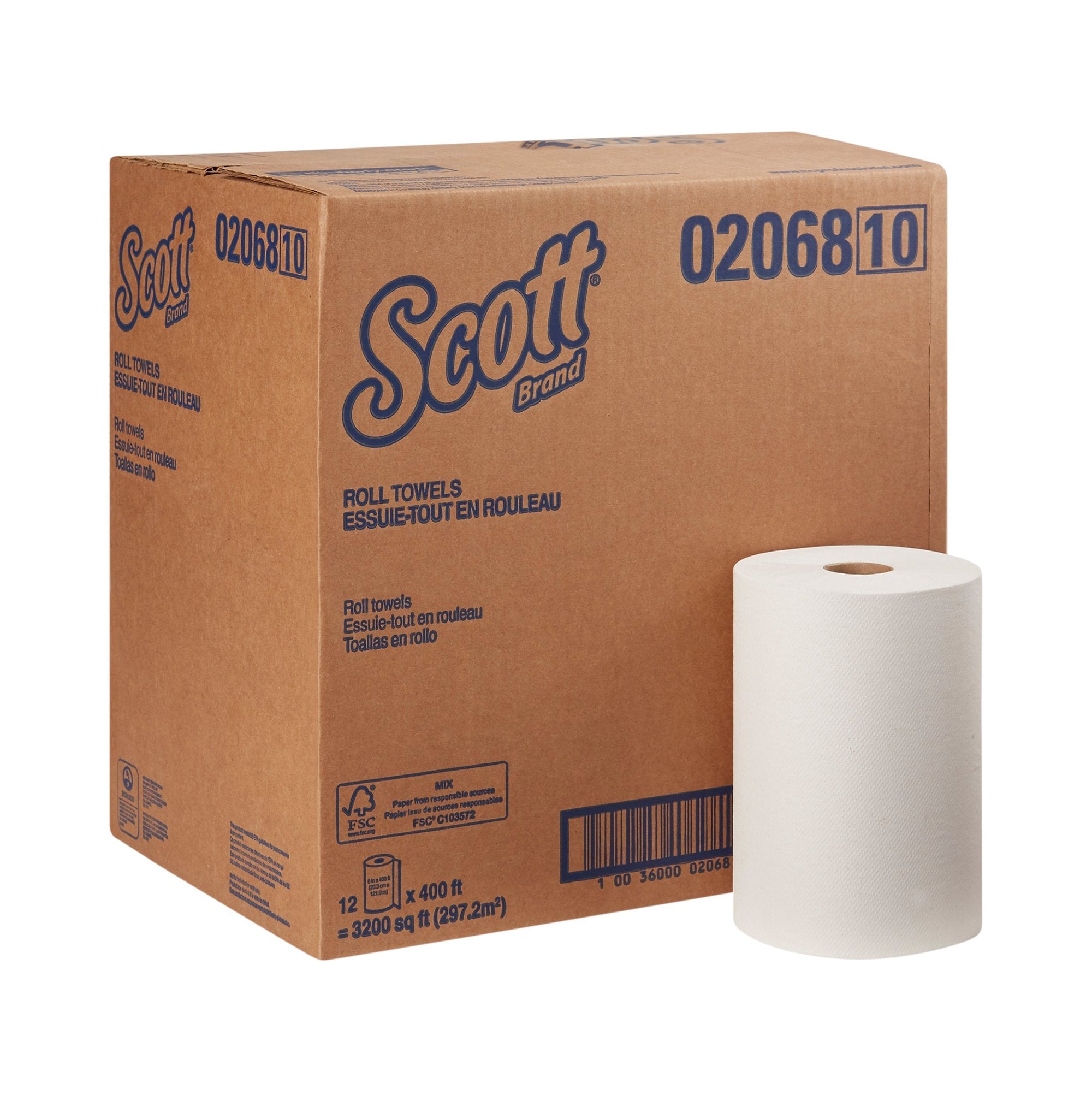 Scott® Essential White Paper Towel, 8 Inch x 400 Foot, 12 Rolls per Case (12 Units)