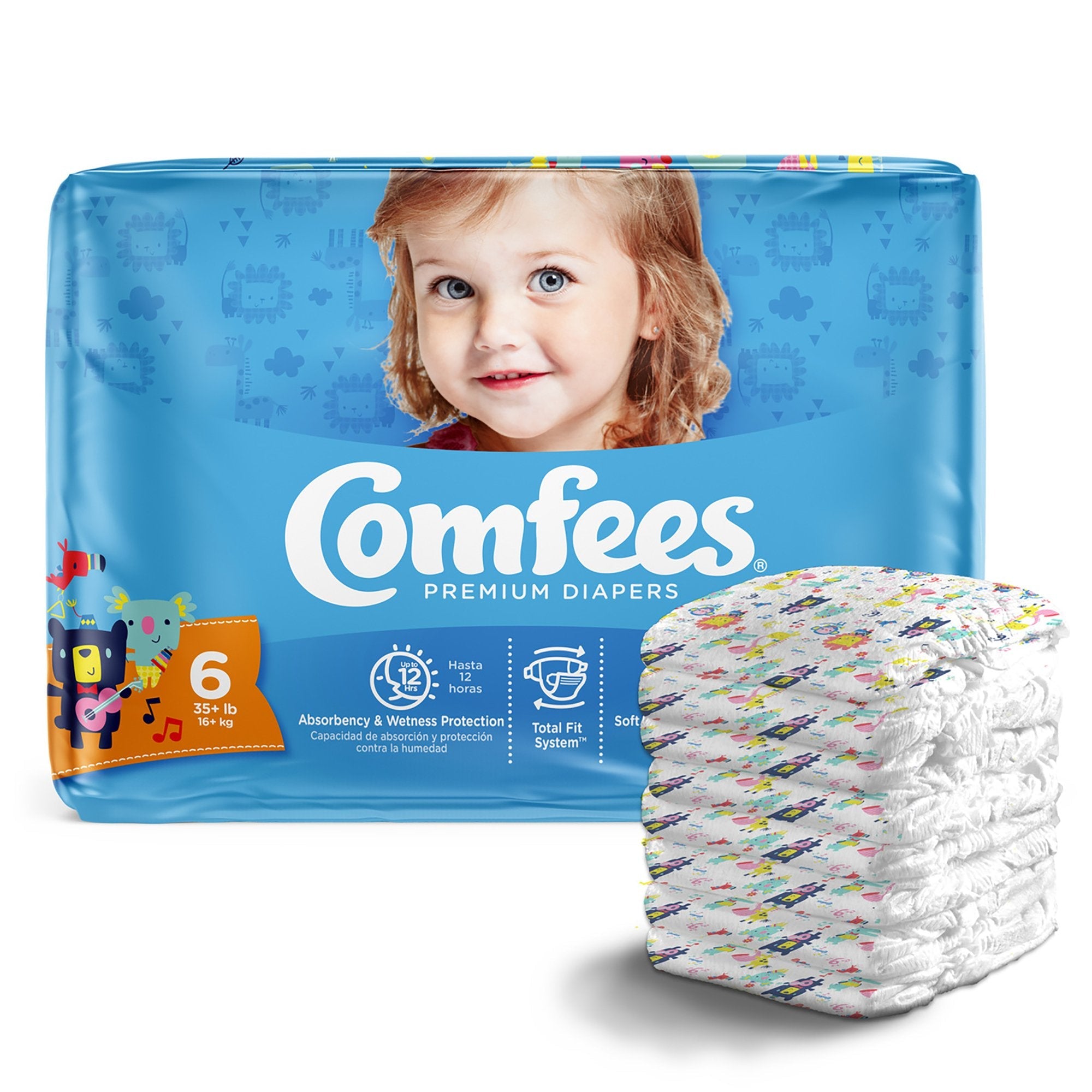 Attends Comfees Premium Baby Diapers, Tab Closure, Kid Design, Size 6 (23 Units)