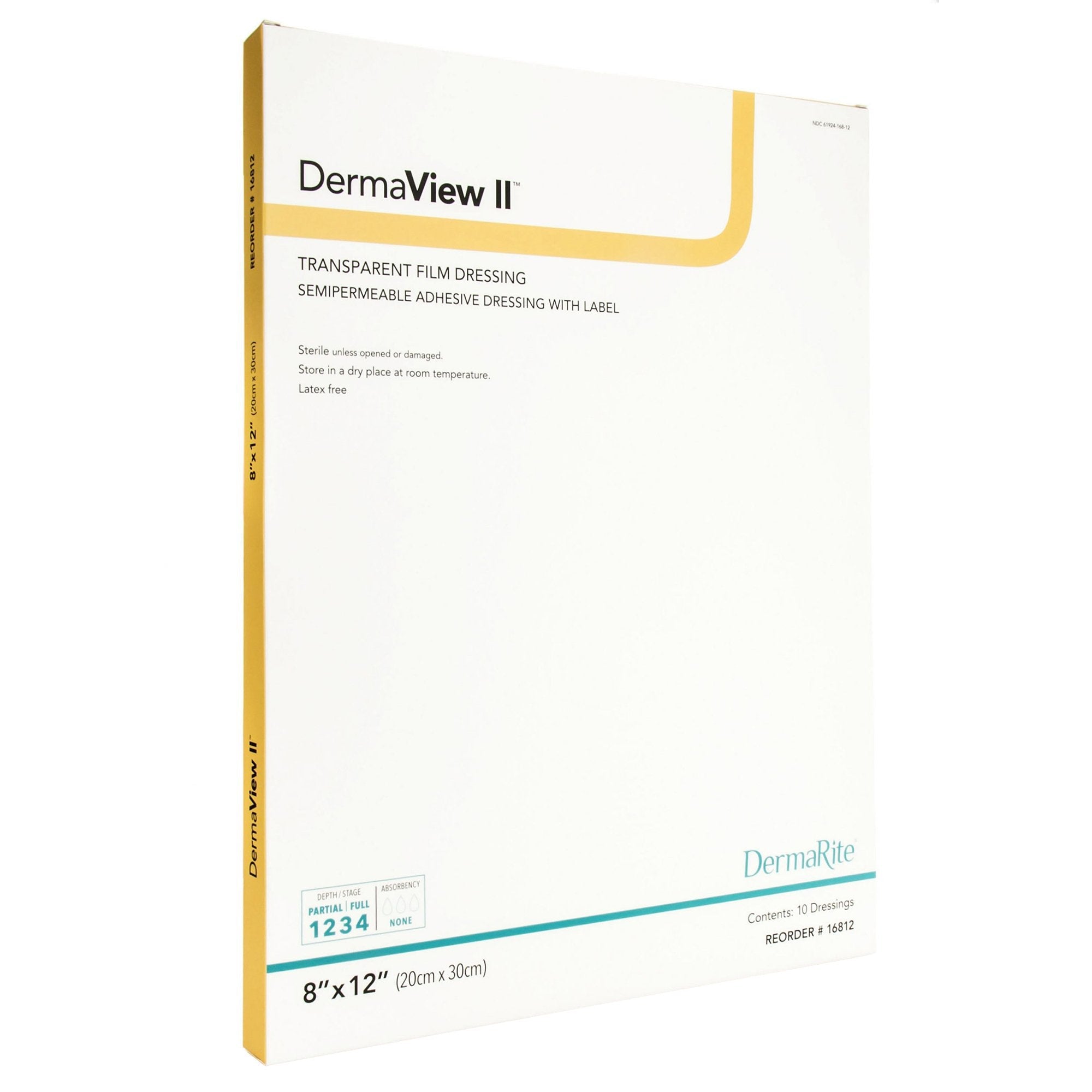 DermaView II™ Transparent Film Dressing with Border, 8 x 12 Inch (10 Units)