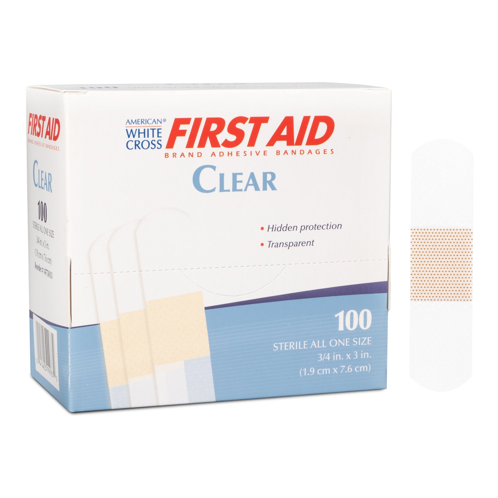 American® White Cross First Aid® Clear Adhesive Strip, 4 x 3 Inch (1200 Units)