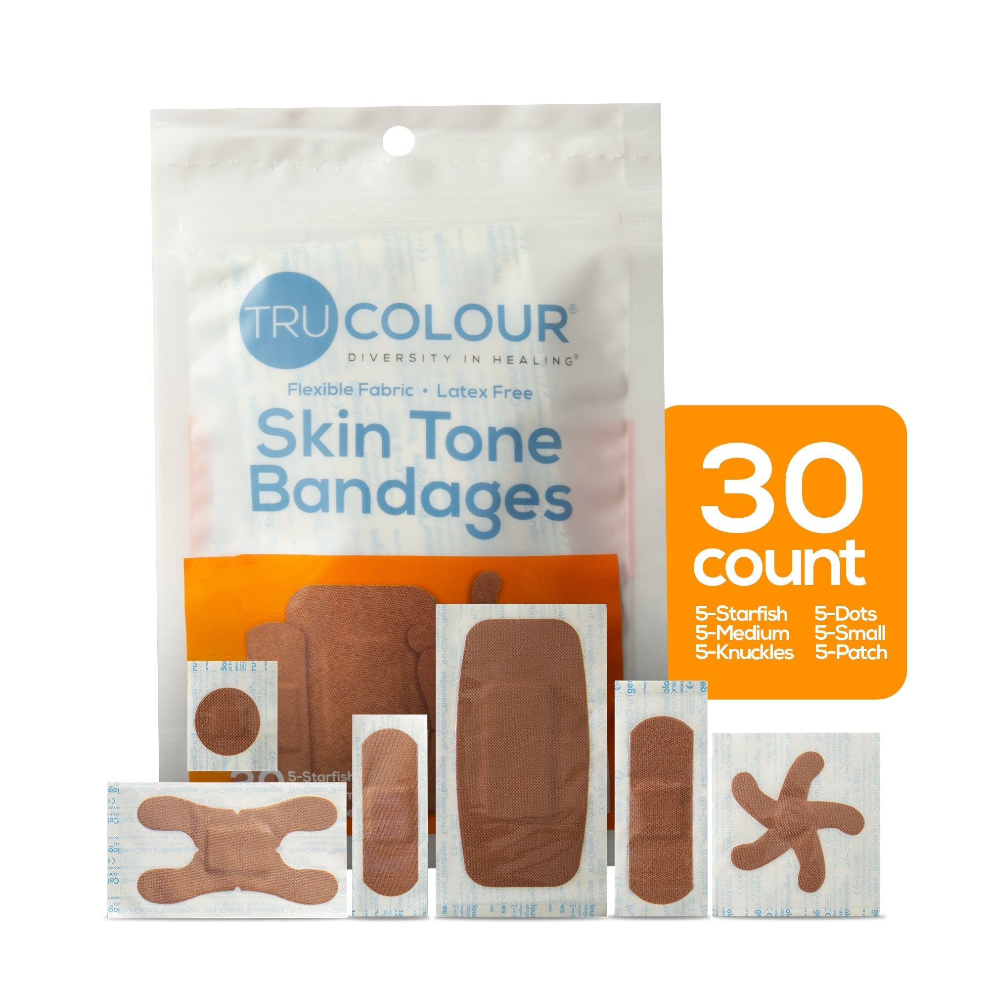 TruColour® Brown Adhesive Strips, Assorted Shapes and Sizes (30 Units)