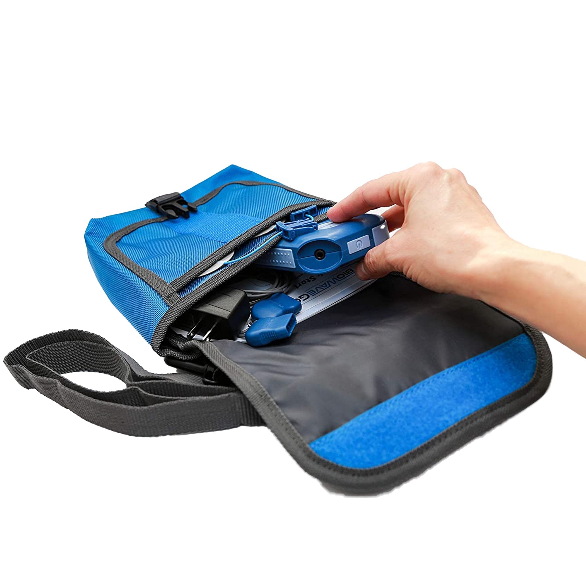 BioWaveGO Pain Relief Device Carrying Bag for Easy Travel, Blue (1 Unit)