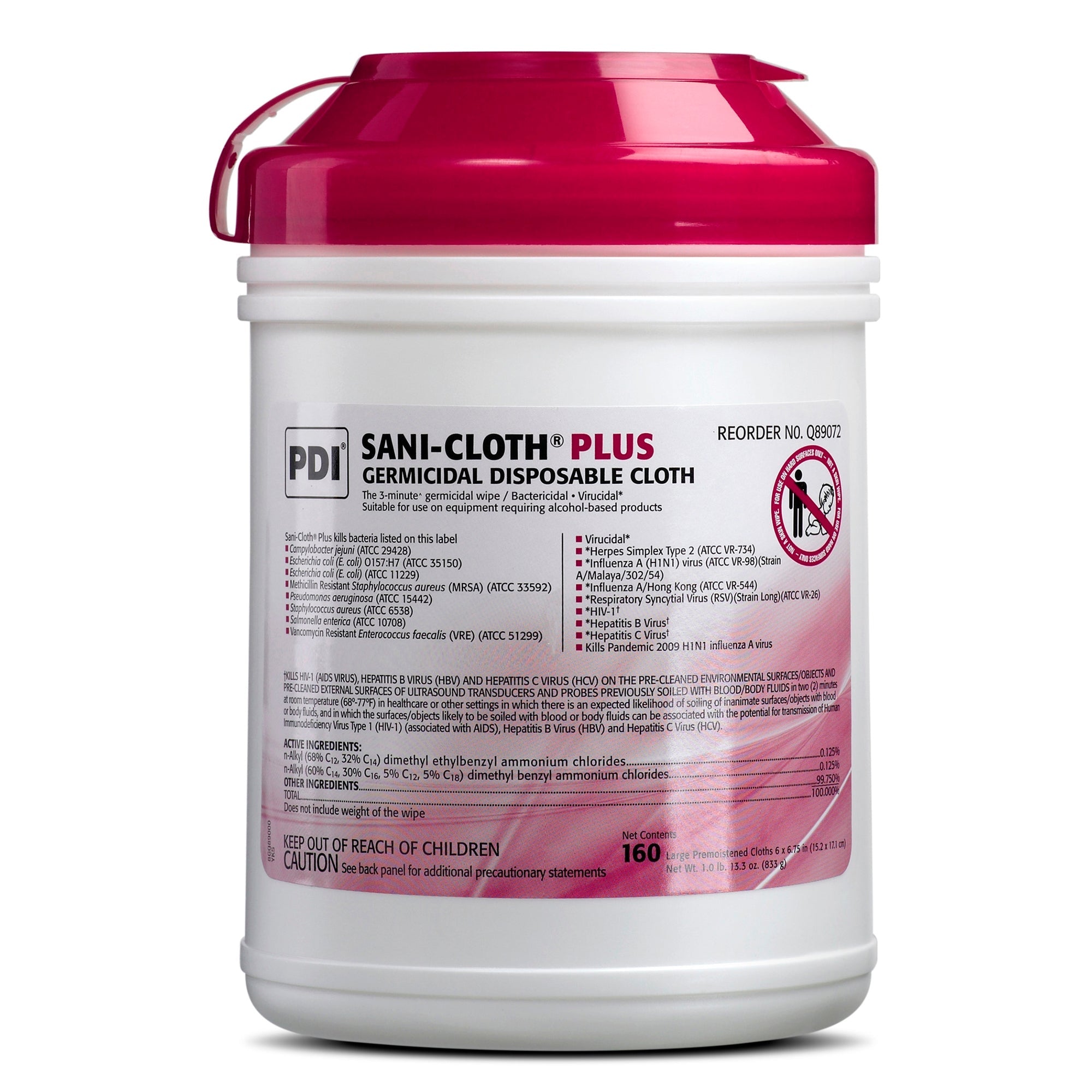 Sani-Cloth Plus Germicidal Wipes, Disinfectant Cleaner, 160ct Canister