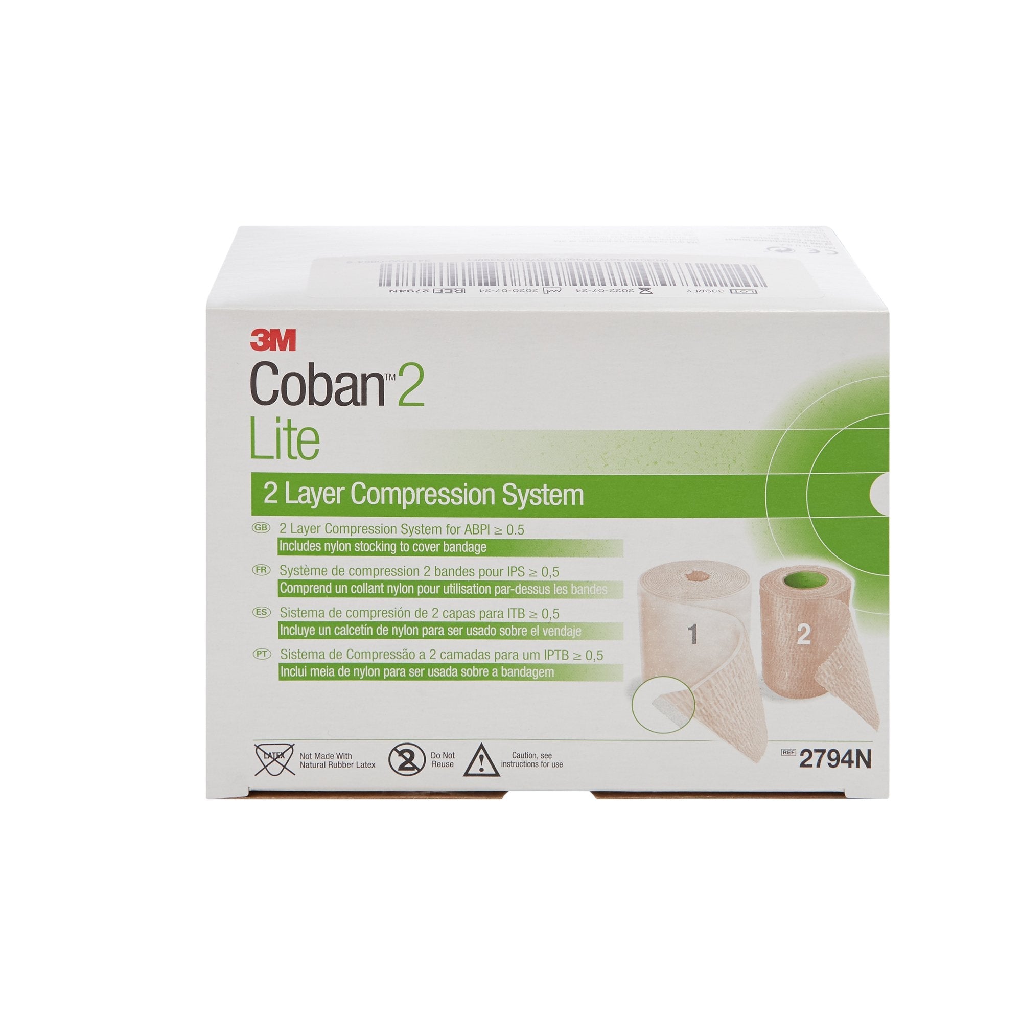 3M™ Coban™2 Lite Self-adherent / Pull On Closure 2 Layer Compression Bandage System (1 Unit)