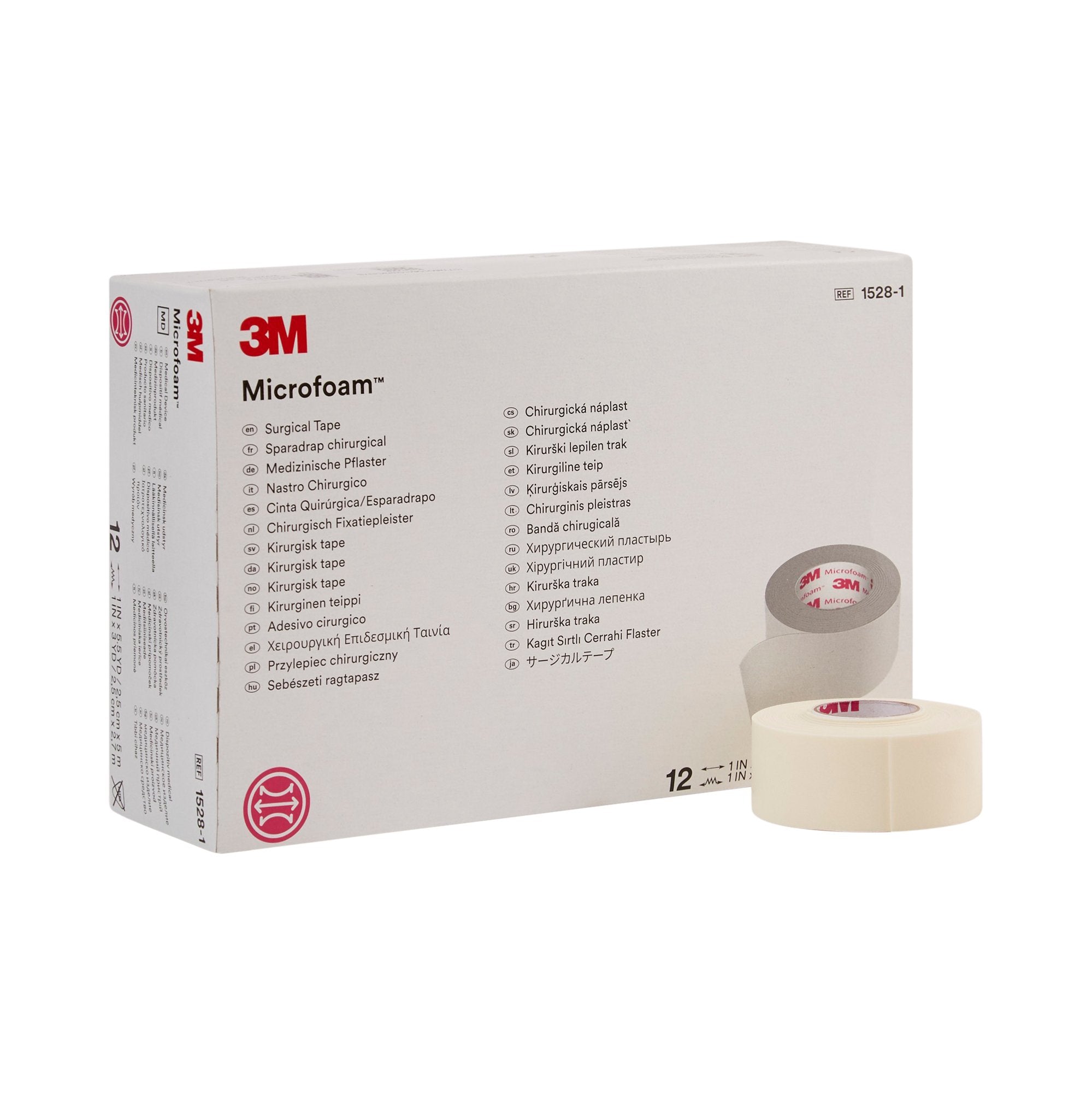 3M™ Microfoam™ Foam / Acrylic Adhesive Medical Tape, 1 Inch x 5-1/2 Yard, White (12 Units)