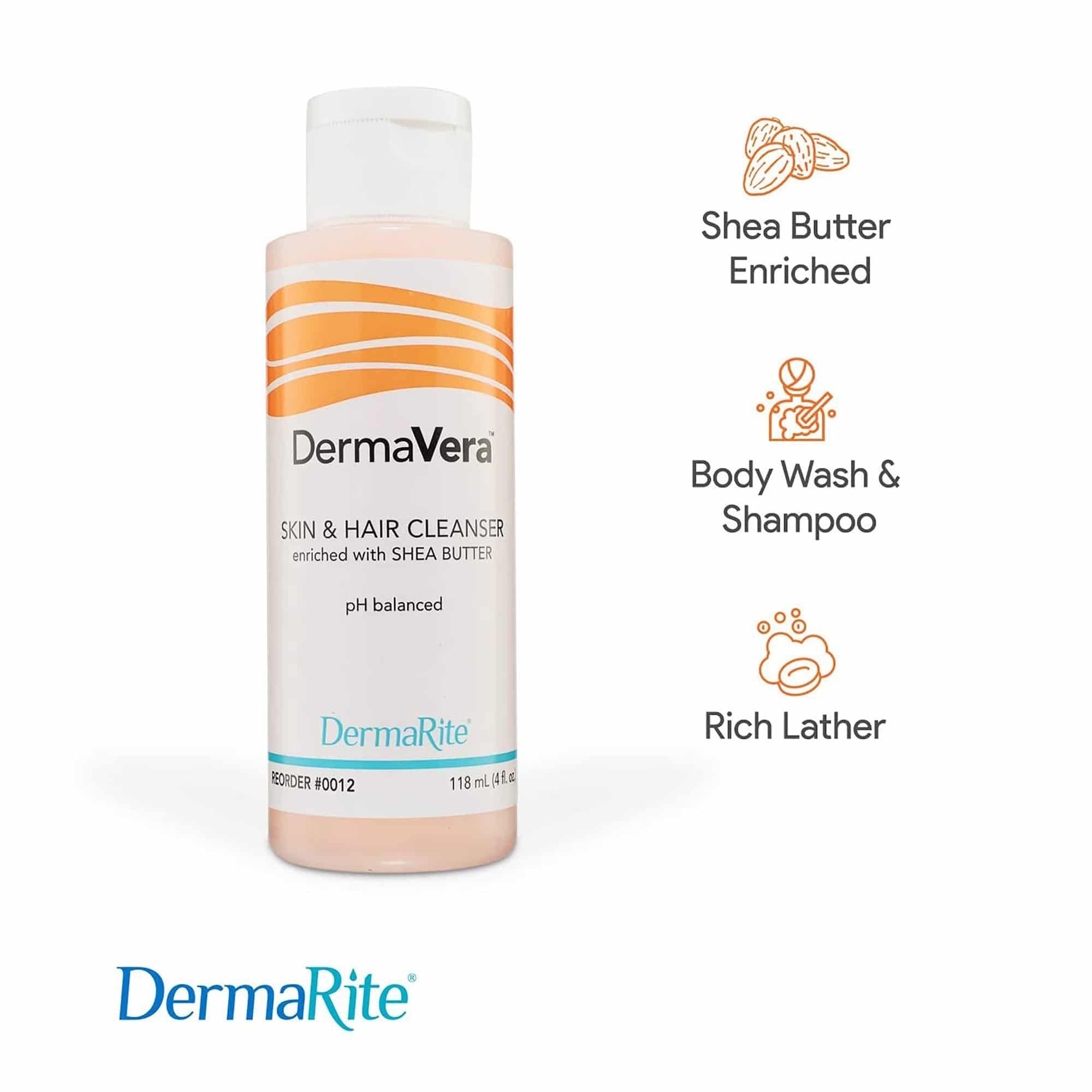 DermaVera® Shampoo and Body Wash 4 oz. Squeeze Bottle (96 Units)