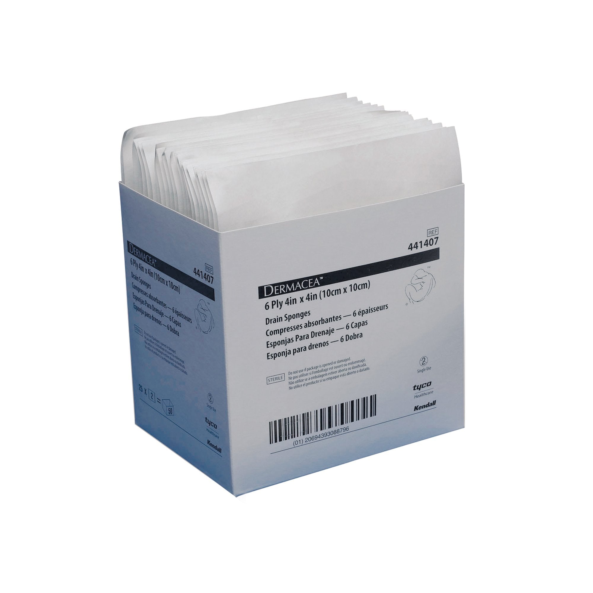 Dermacea™ Drain Sponge 4x4" Sterile 6-Ply for Medical Use (300 Units)