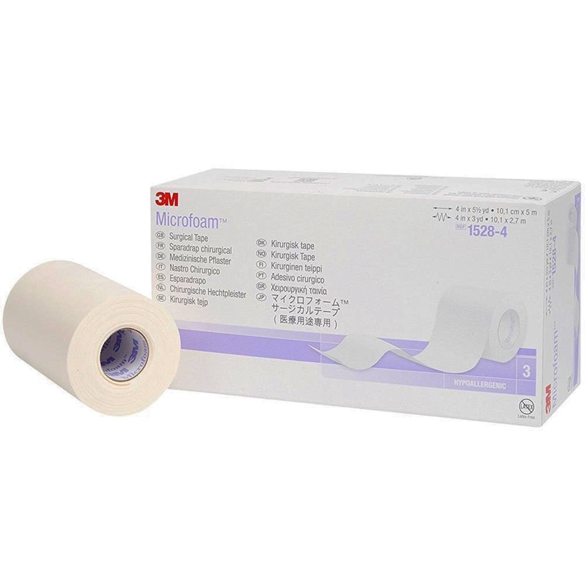 3M™ Microfoam™ Foam / Acrylic Adhesive Medical Tape, 4 Inch x 5-1/2 Yard, White (3 Units)