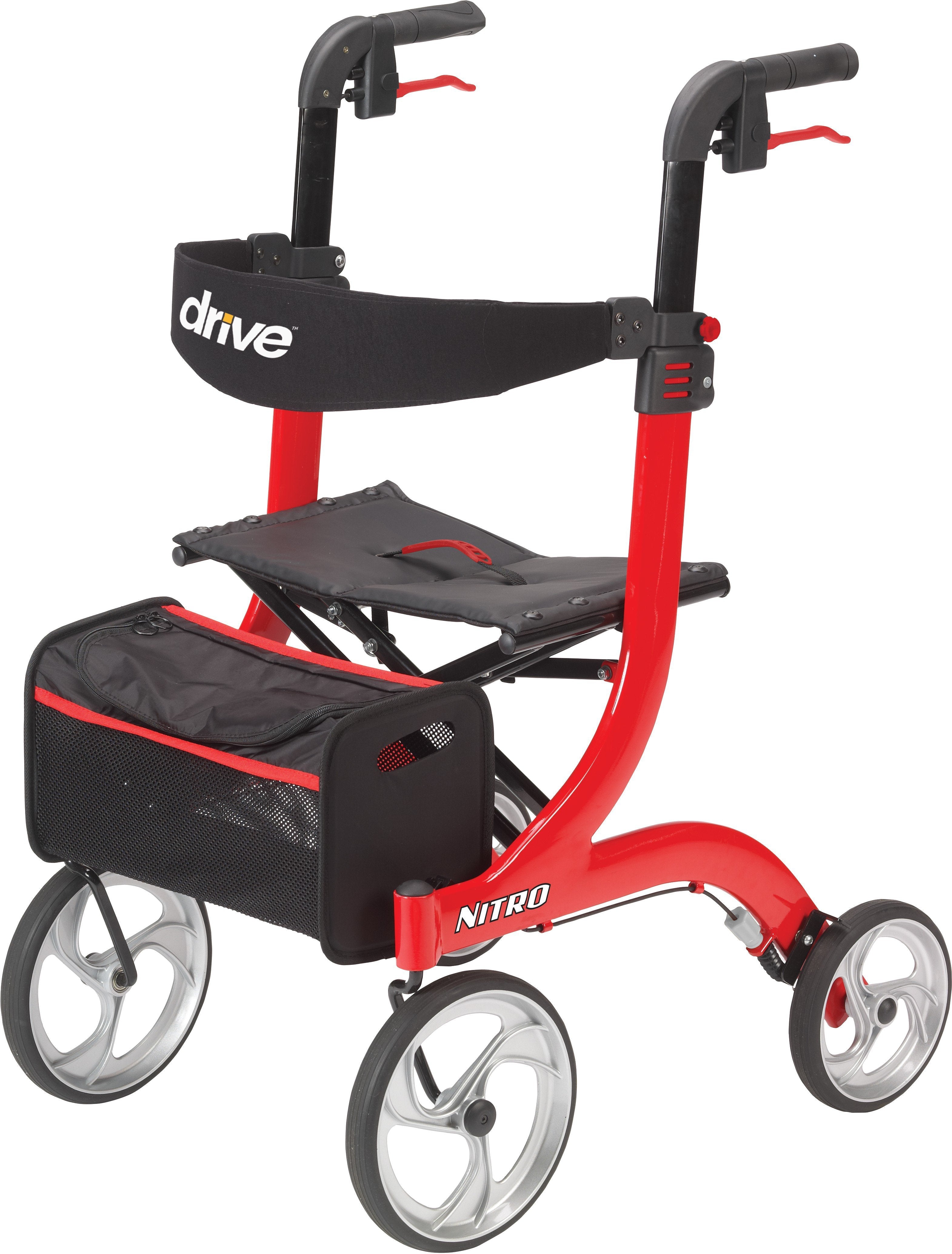 drive™ Nitro Four-Wheel Rollator, Red (1 Unit)