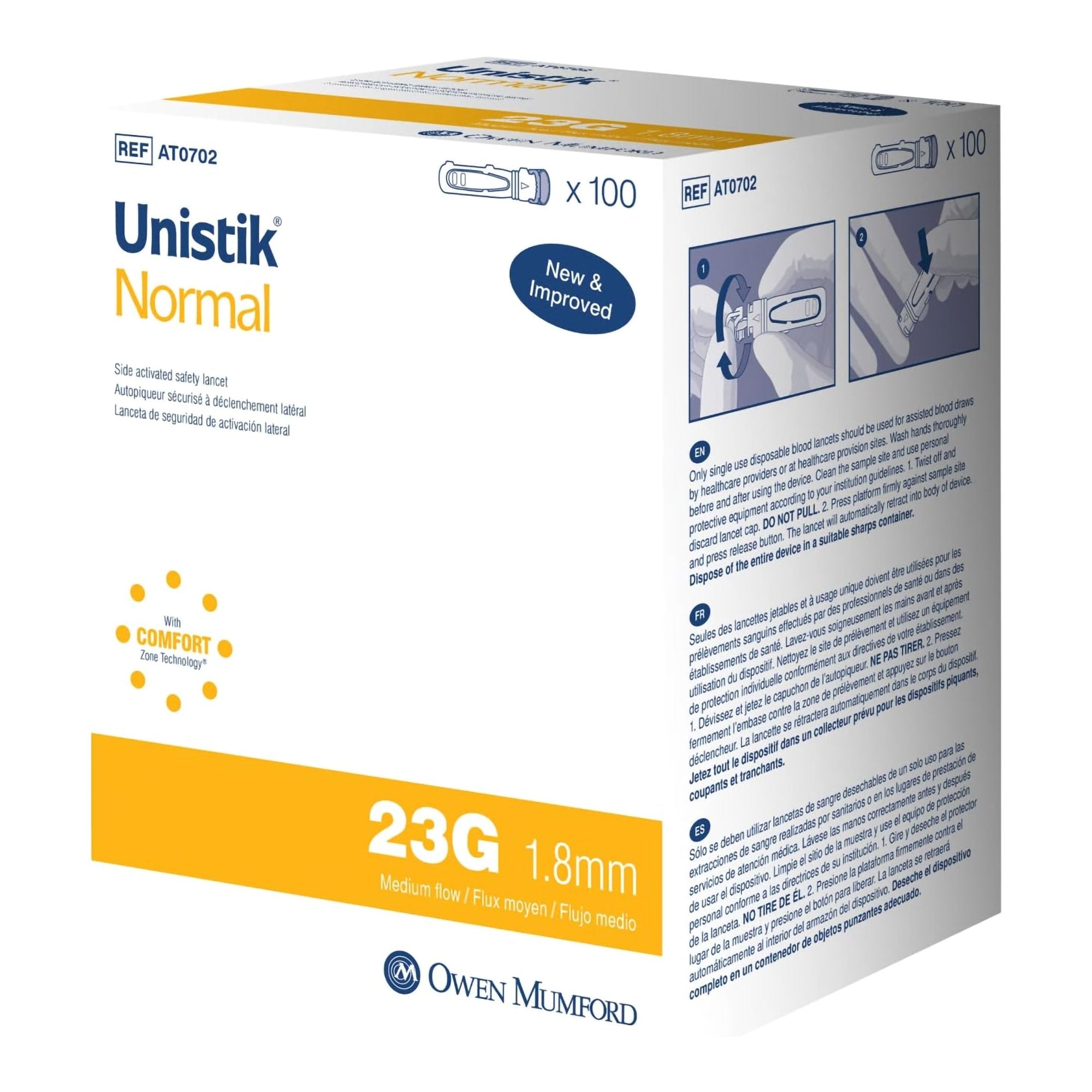 Unistik® Normal Flow Lancet, 23 Gauge (100 Units)