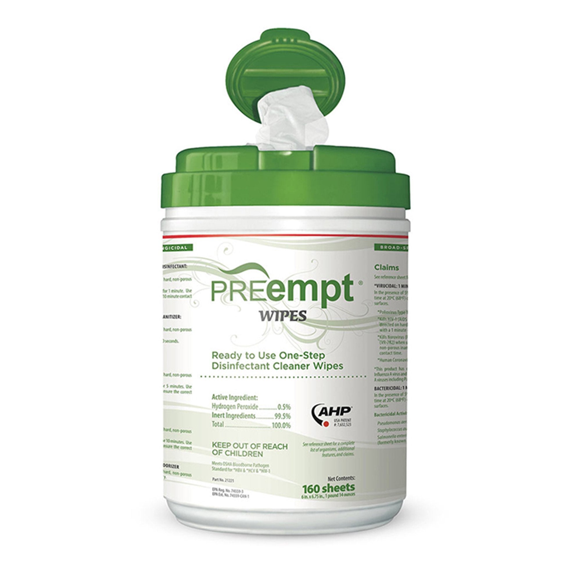 PREempt® Surface Disinfectant Cleaner Wipes (160 Units)