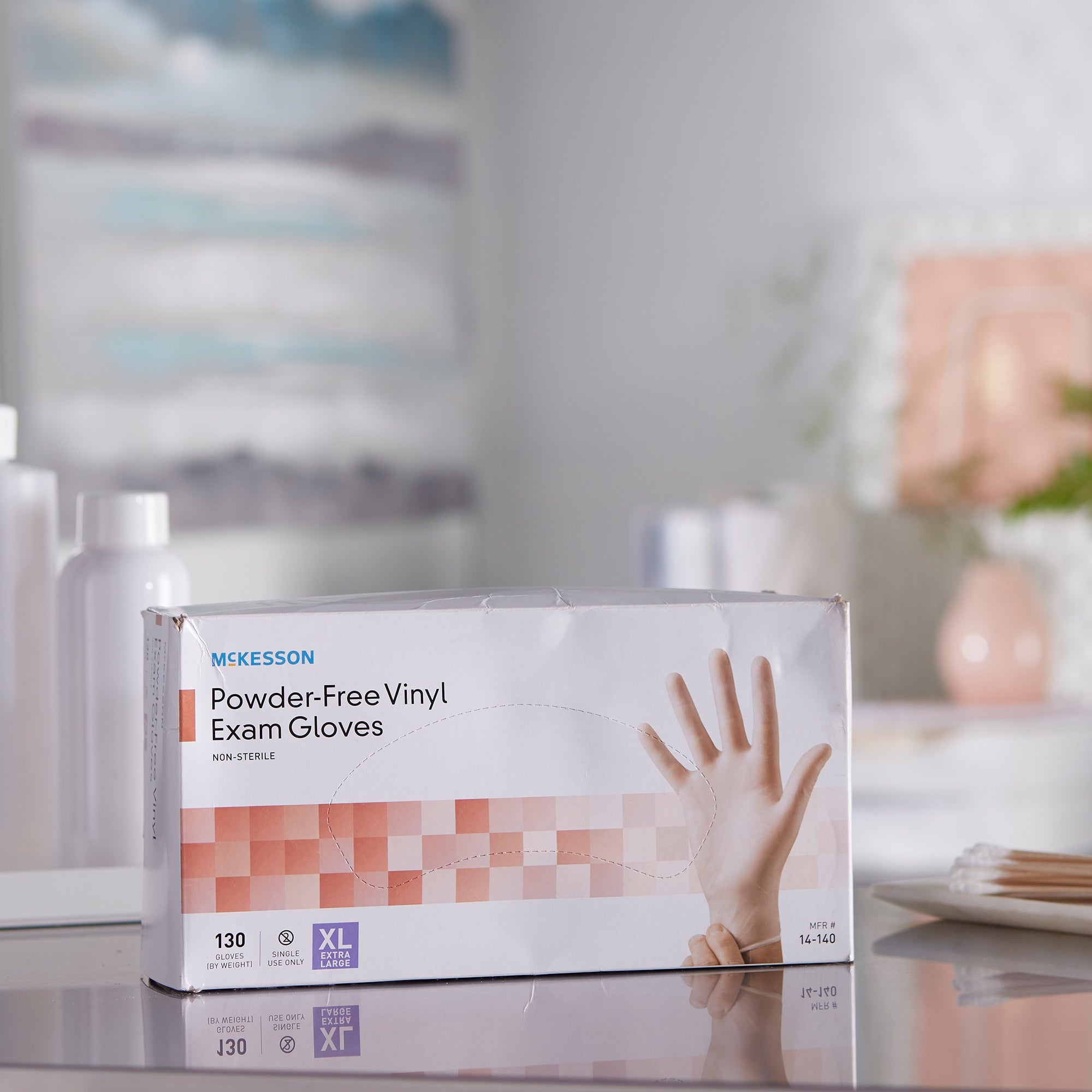 McKesson Vinyl Exam Gloves XL - Clear, Non-Sterile, Powder-Free (130 Pack)