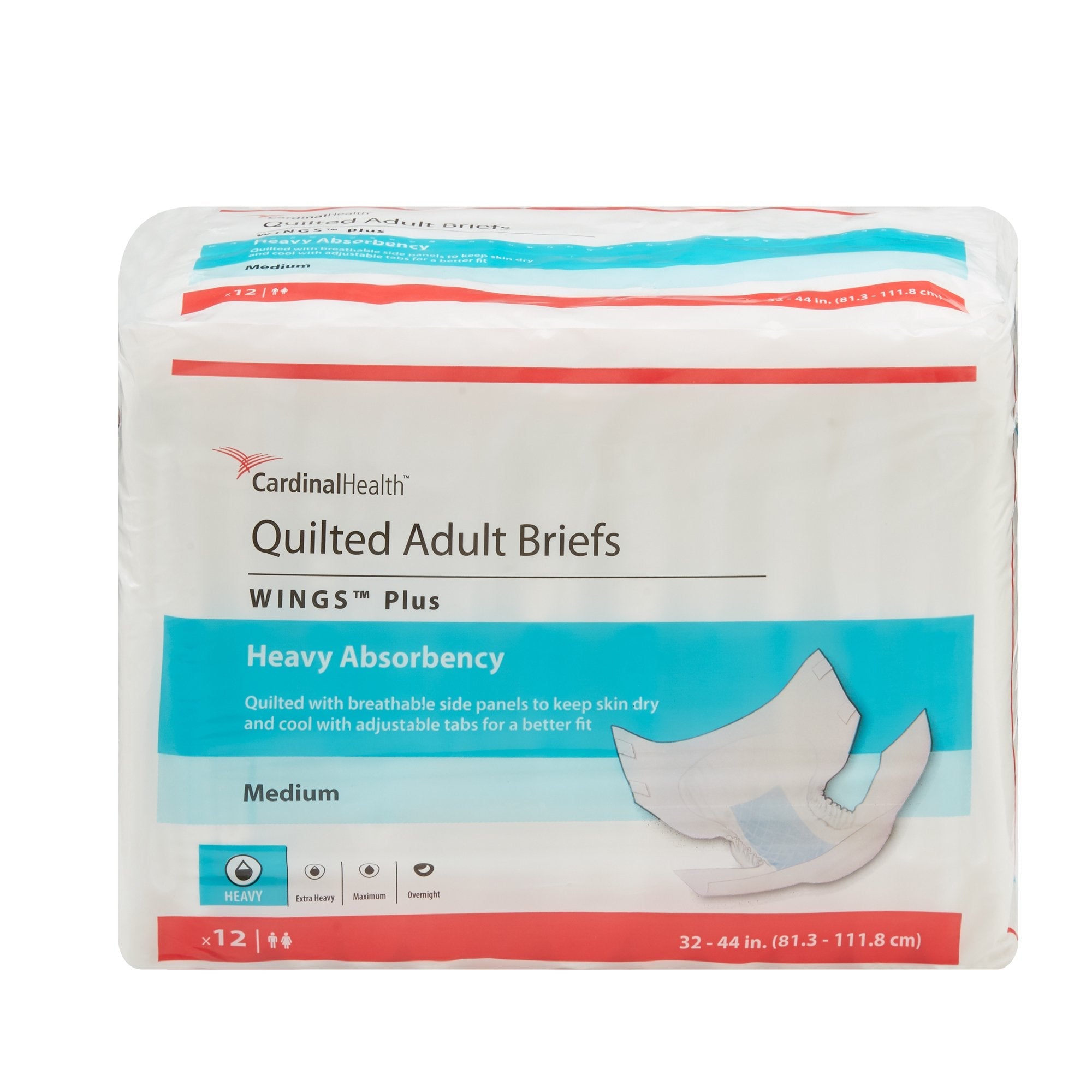 Wings™ Plus Quilted Heavy Absorbency Incontinence Brief, Medium (1 Unit)