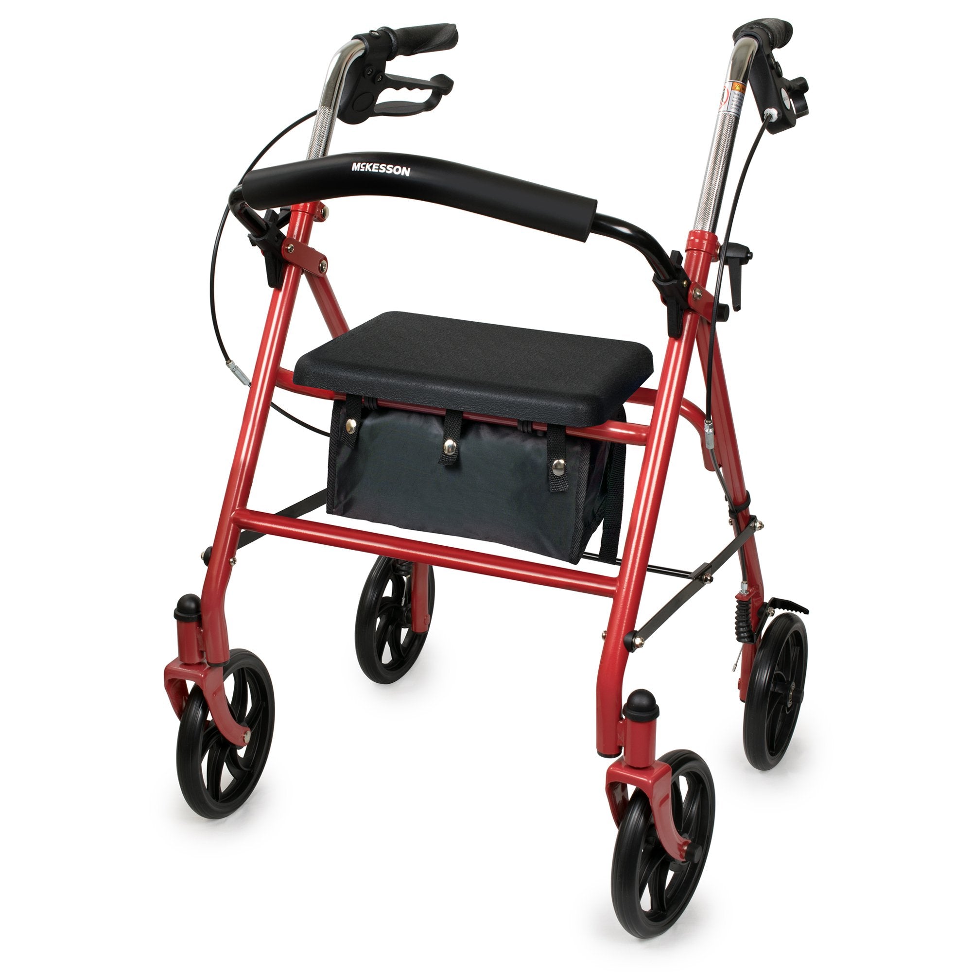 McKesson Folding Steel Four-Wheel Rollator, 12-Inch Seat Width, Red (1 Unit)