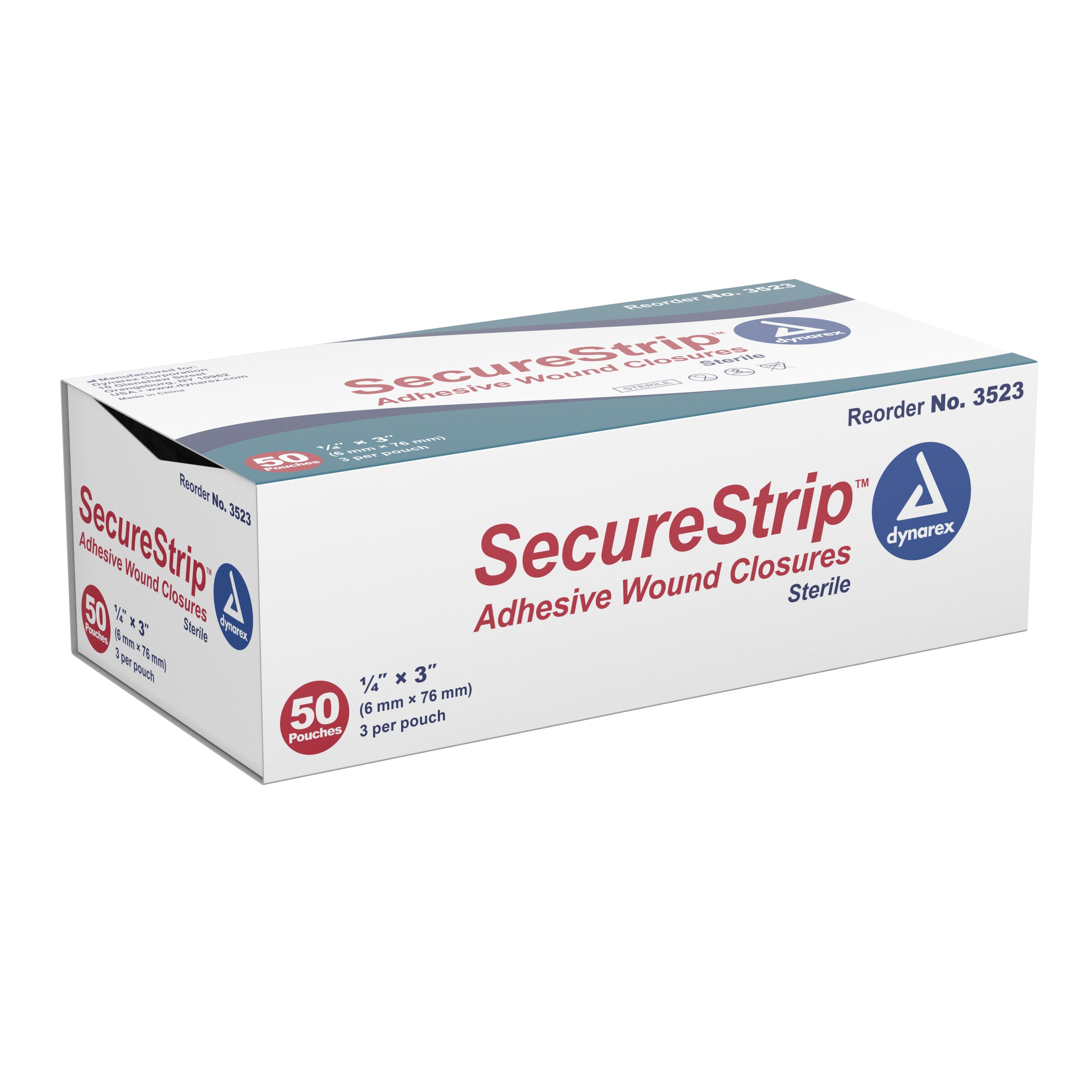 dynarex® Secure Strip™ Adhesive Wound Closure Strip, ¼ by 3 Inches (50 Units)