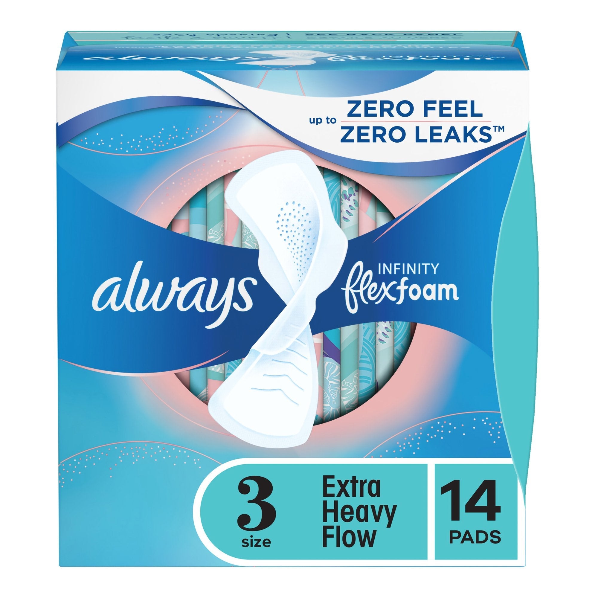 Feminine Pad Always® Infinity FlexFoam Extra Heavy Flow WIth Wings Heavy Absorbency (14 Units)