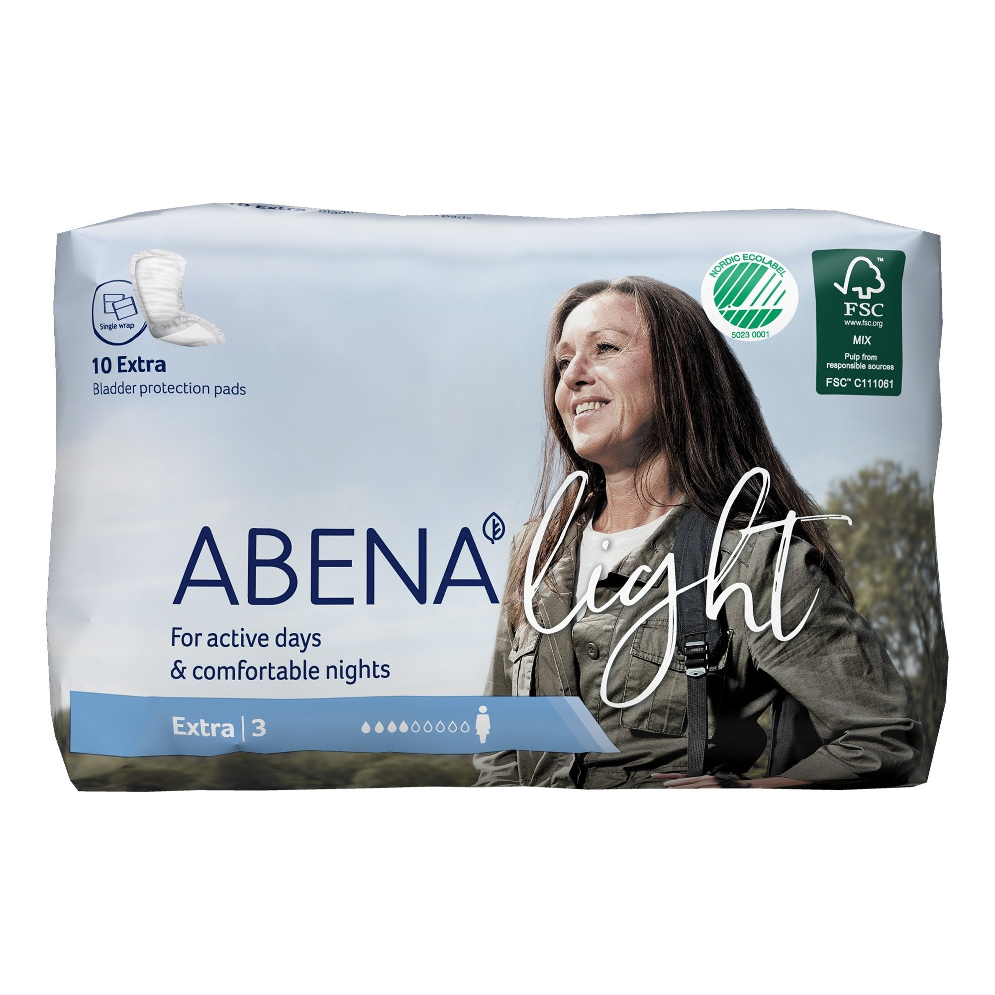 Abena™ Light Extra Bladder Control Pad, 13-Inch Length (10 Units)