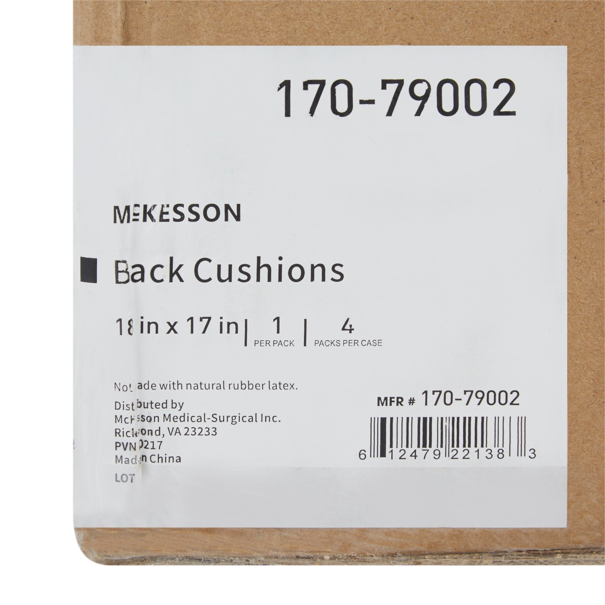 McKesson Back Support Cushion, 18W X 17D Inch, Black (1 Unit)