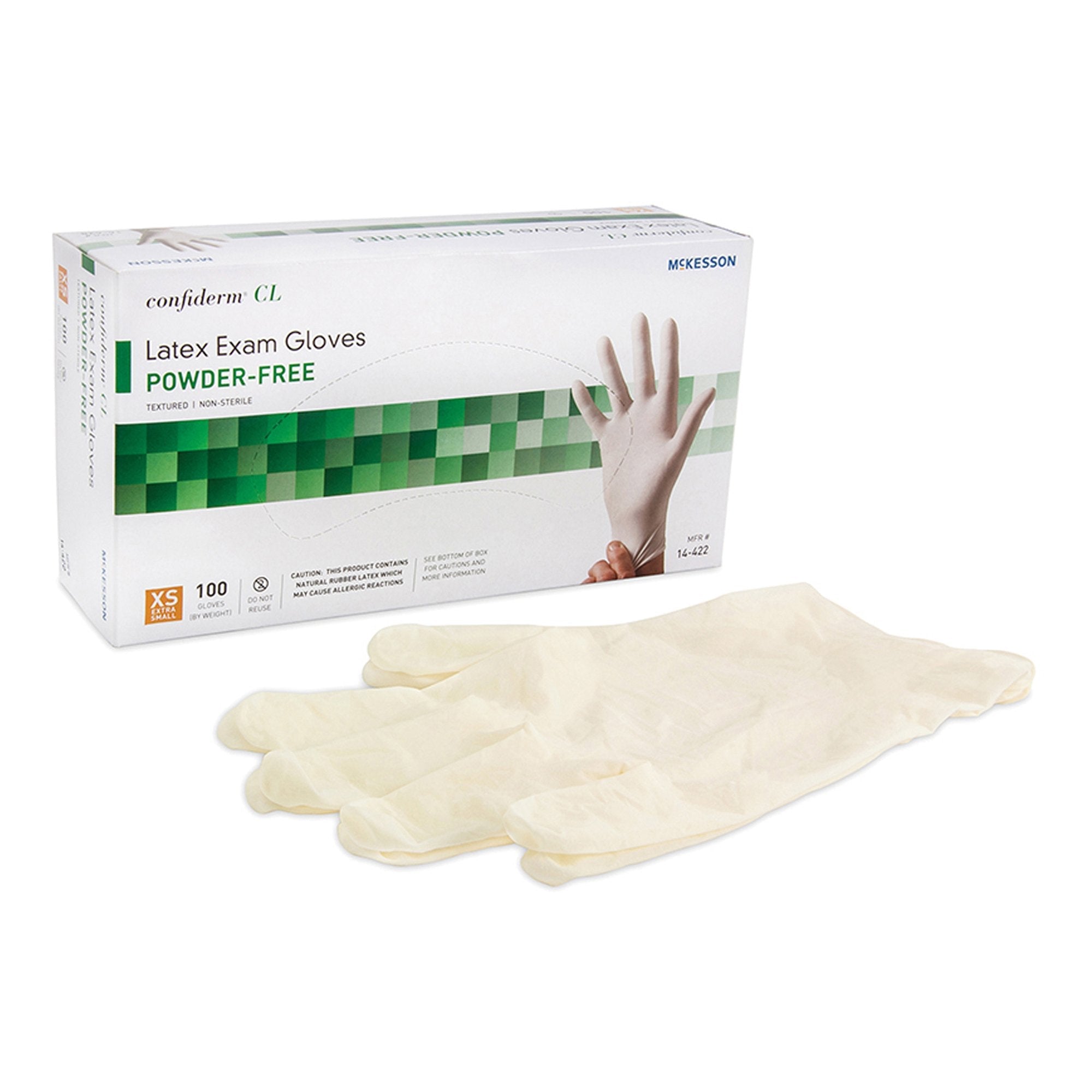 McKesson Confiderm® CL Latex Gloves, Extra-Small, Ivory (100 Units)