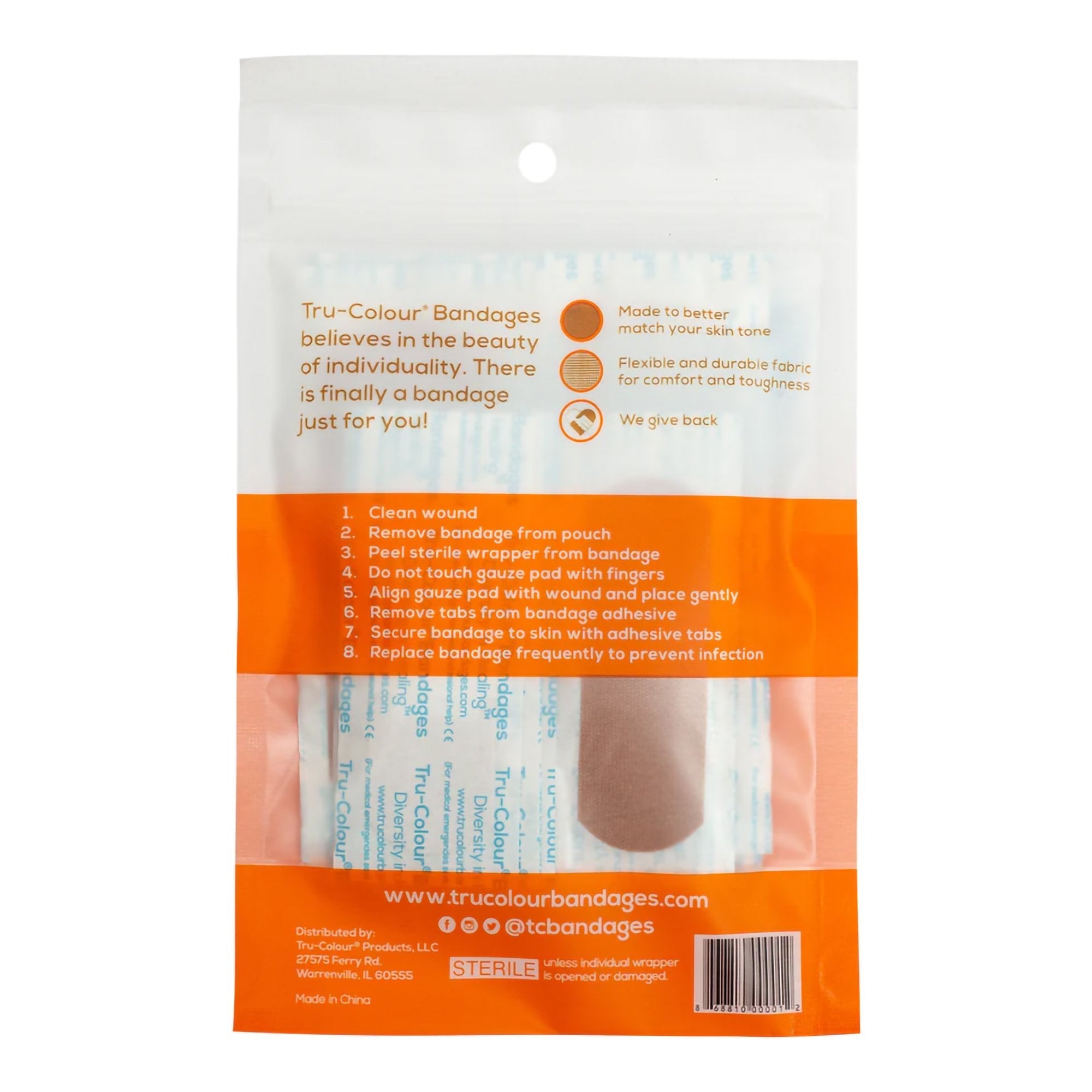 TruColour® Brown Adhesive Strip, 1 x 3 Inch (30 Units)