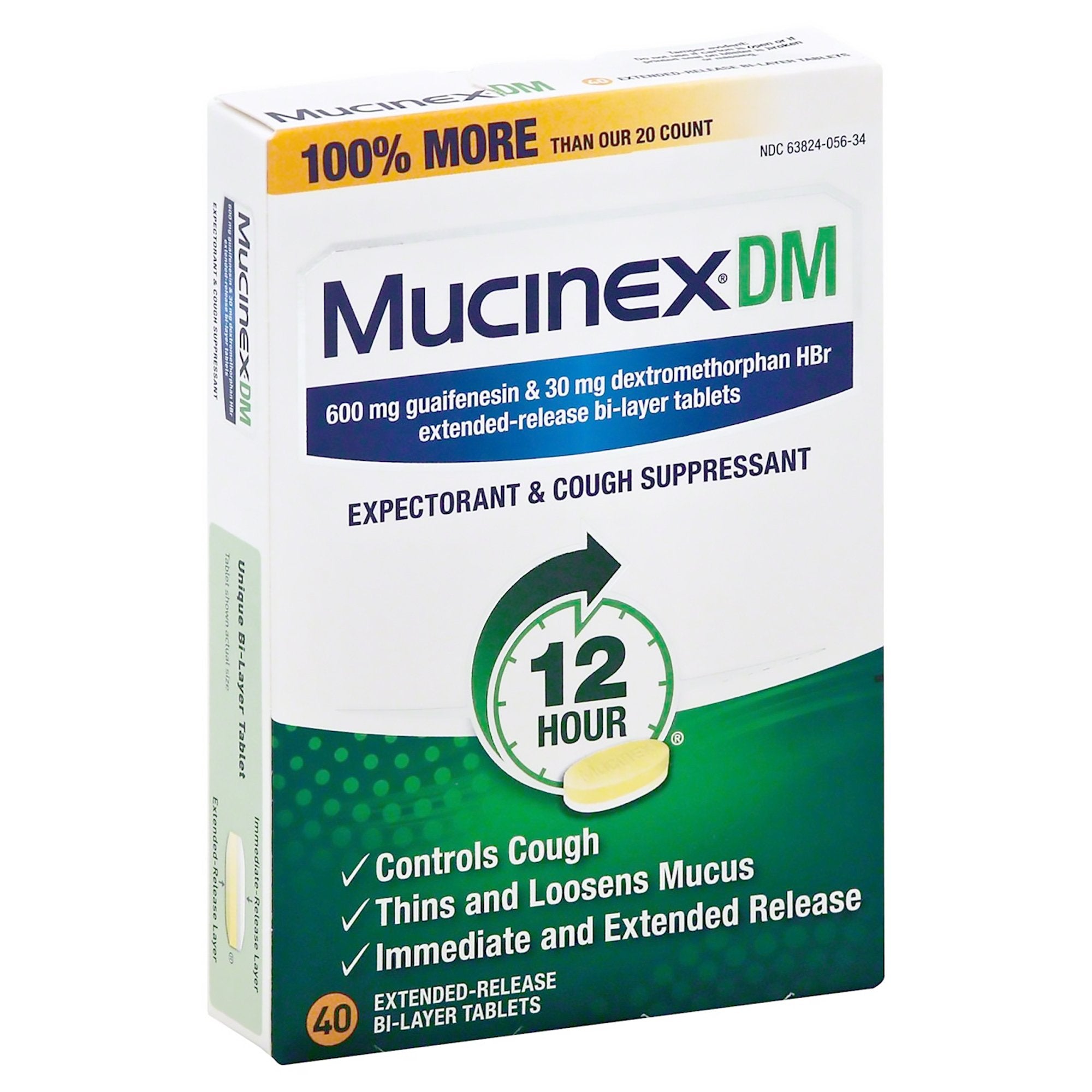 Mucinex® DM Guaifenesin / Dextromethorphan Cold and Cough Relief (40 Units)