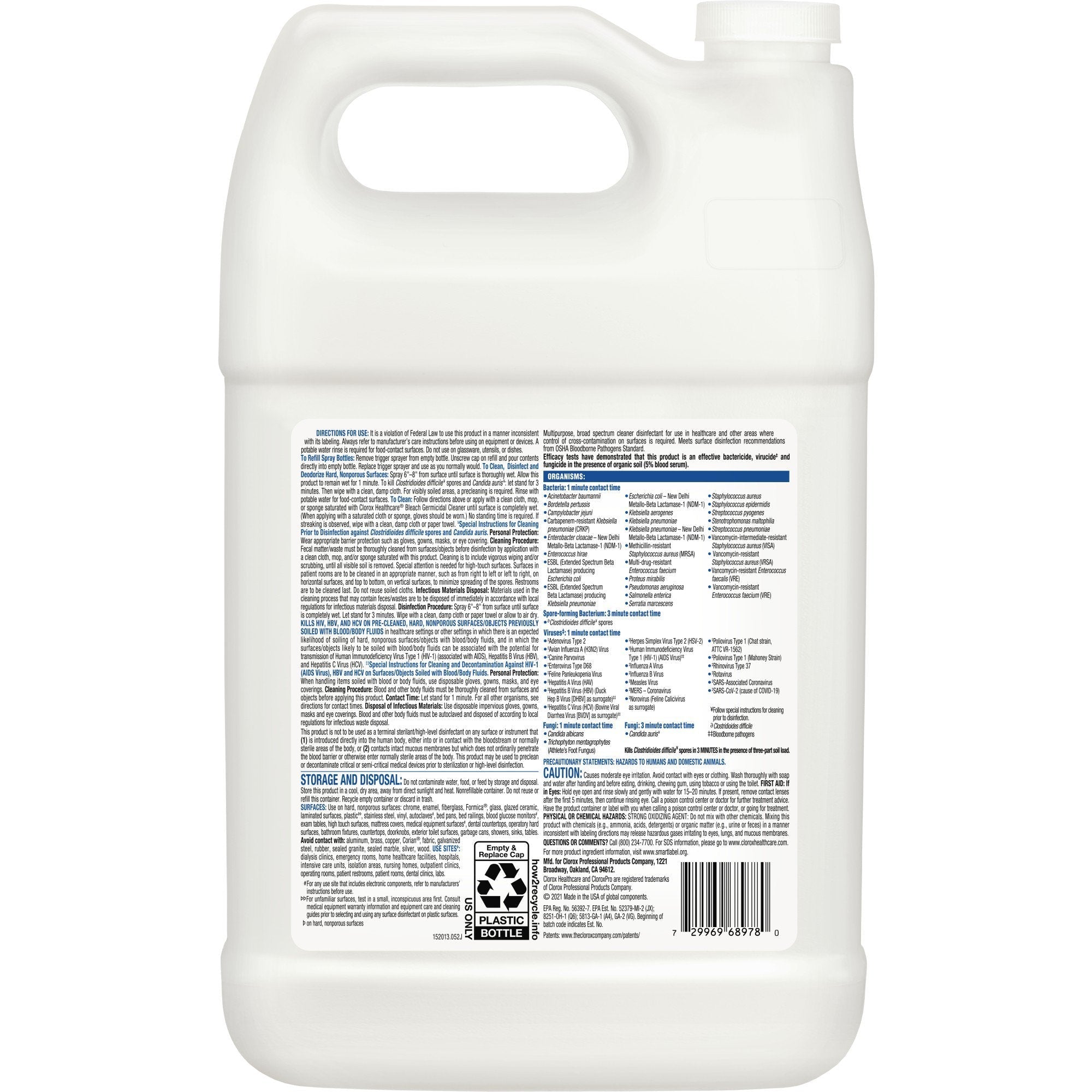 Clorox® Healthcare® Bleach Germicidal Cleaner, 1 gal Jug (1 Unit)