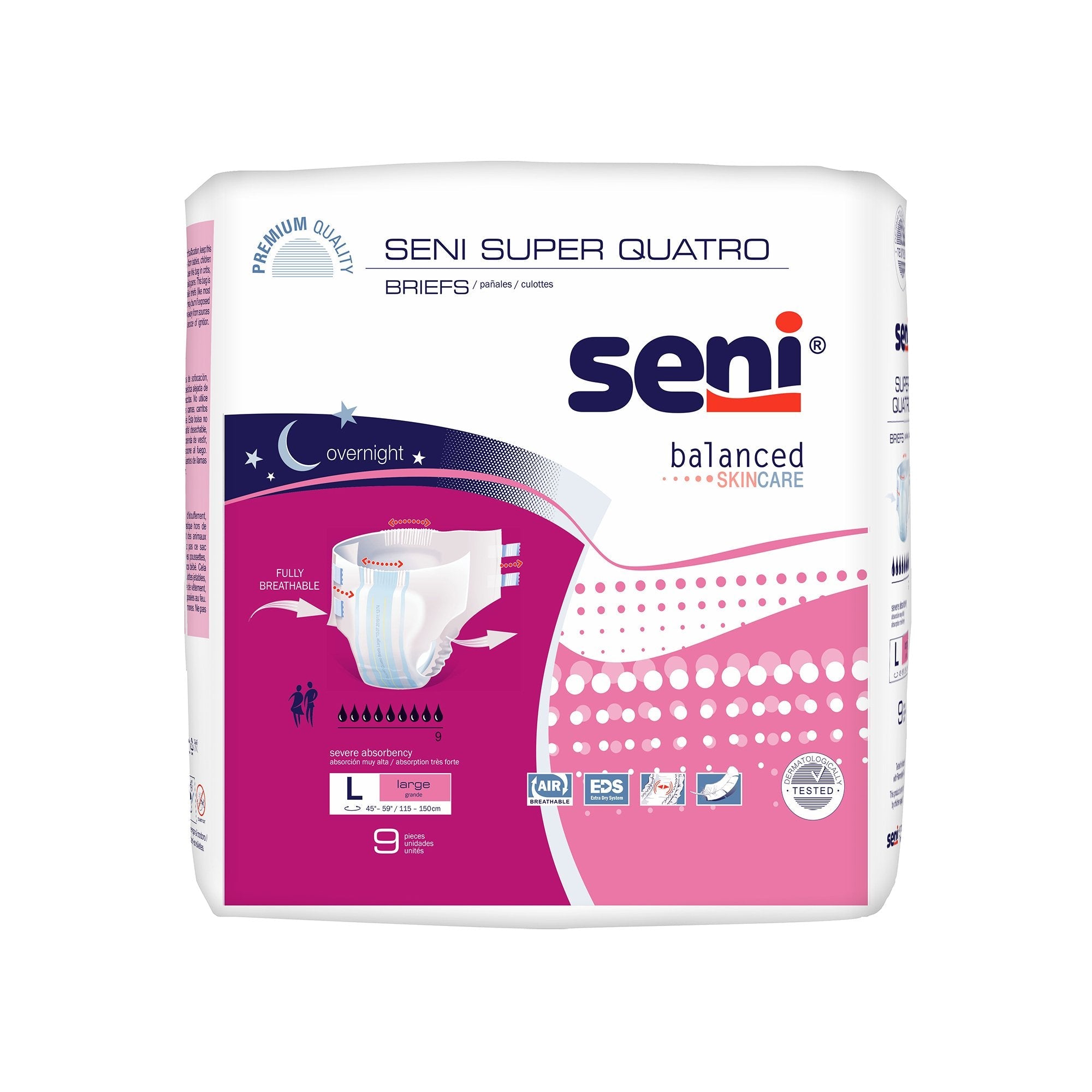 Seni® Super Quatro Large Incontinence Briefs - Severe Absorbency (9 Pack)