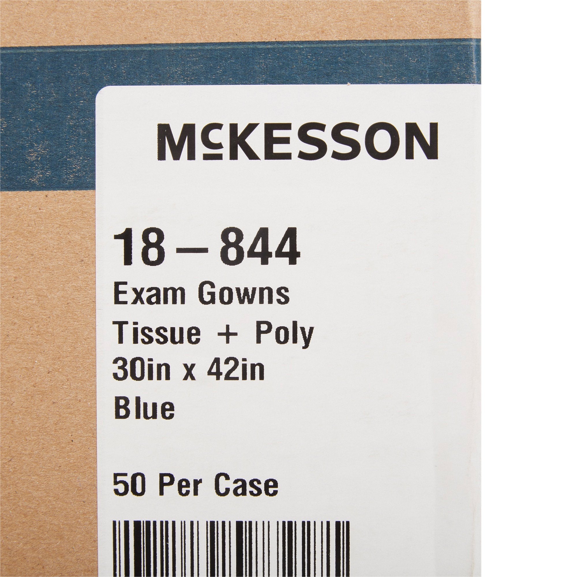 McKesson Patient Exam Gown, 30 x 42 in., Blue (50 Units)